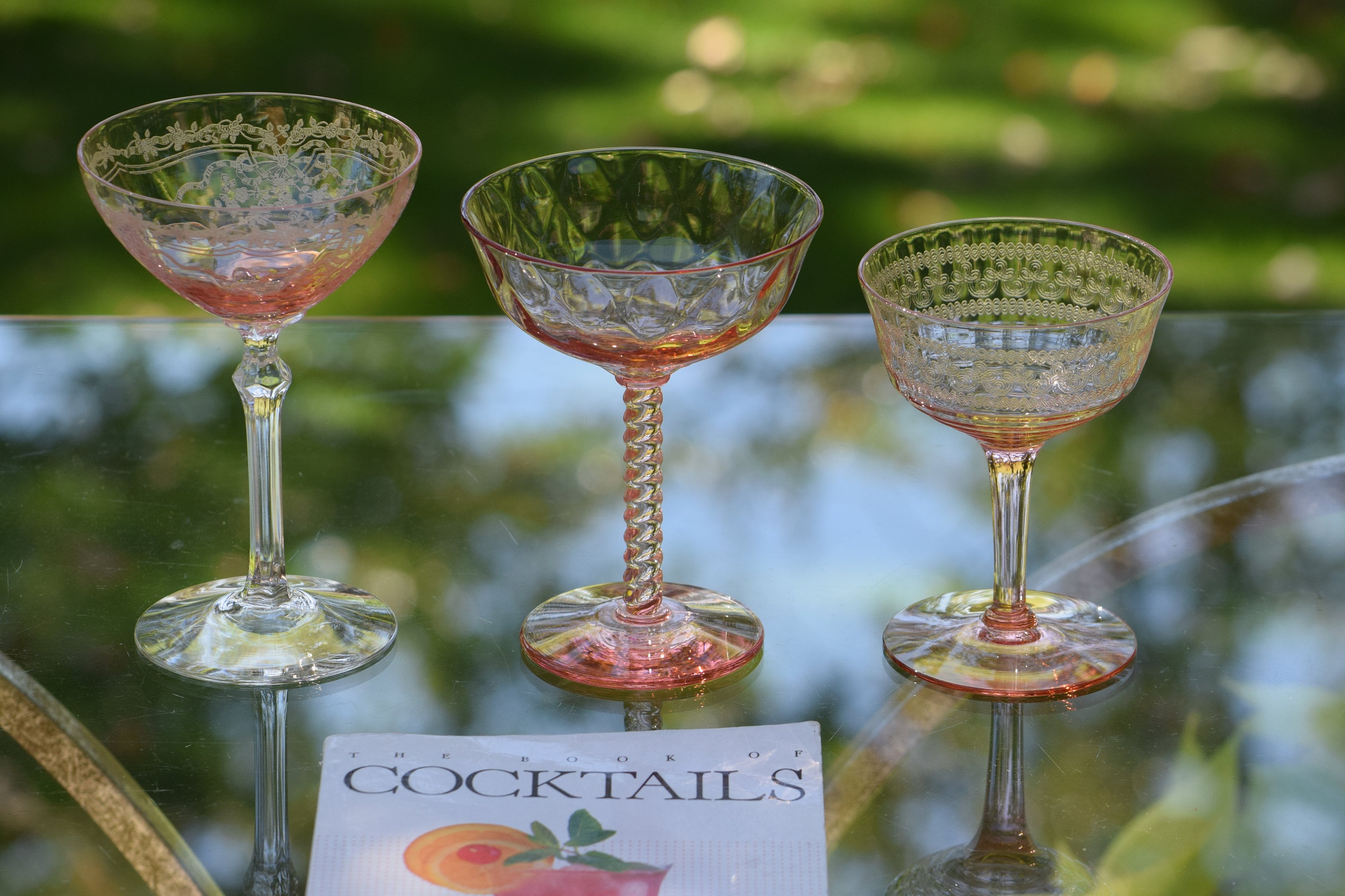 Pink & Gold Coupe Cocktail Glasses (Set of 2)