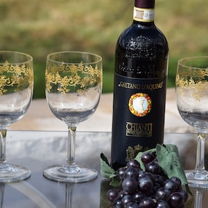 Glamoureuze Franse vintage BACCARAT goudgeëtste kristallen wijnglazen ~ waterbekers, baccarat, sevigne ~ Recamier, 1991, 12 oz waterbeker