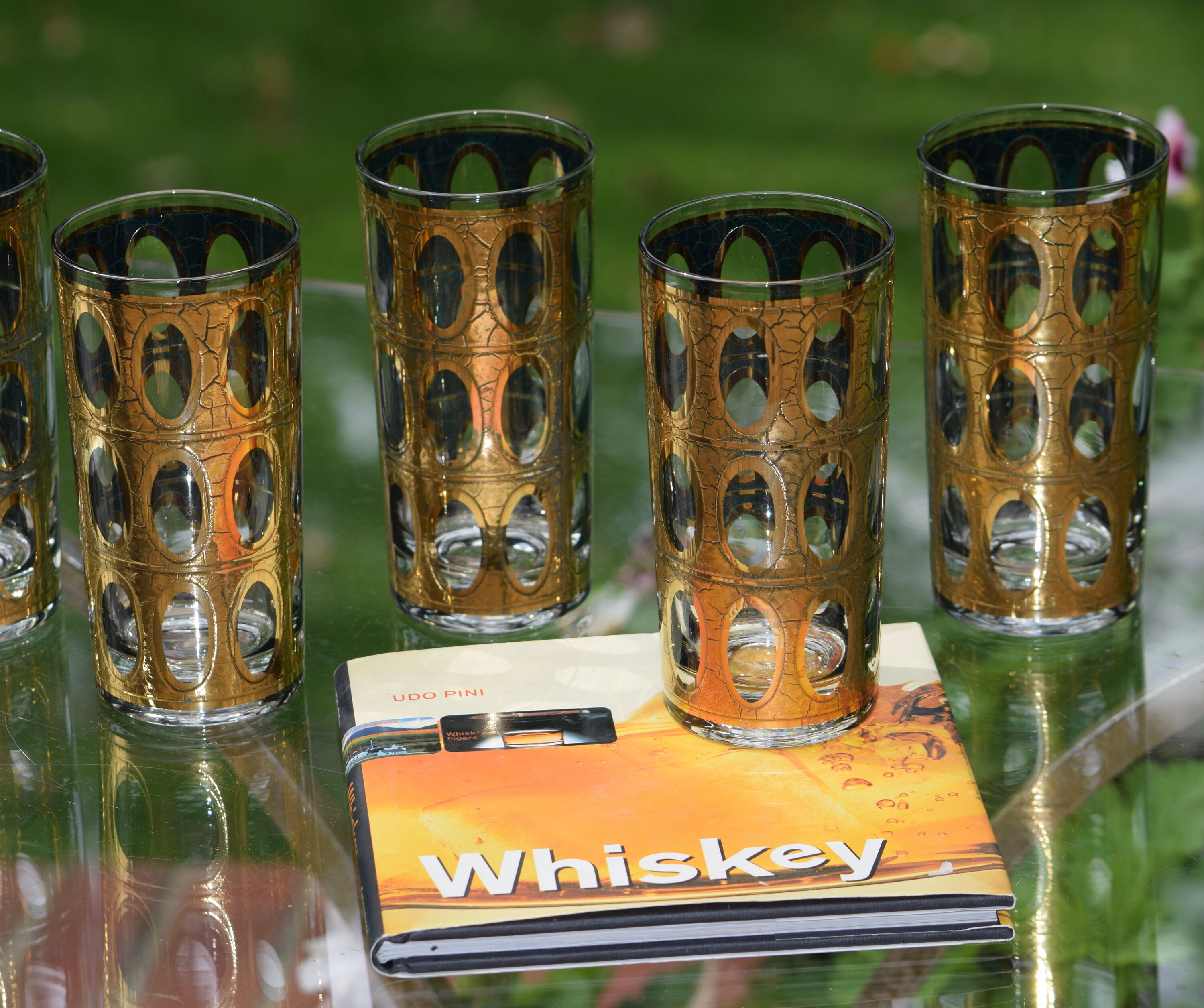 Vintage CULVER 22k Gold Cocktail Highball Glasses, Set of 6, Culver