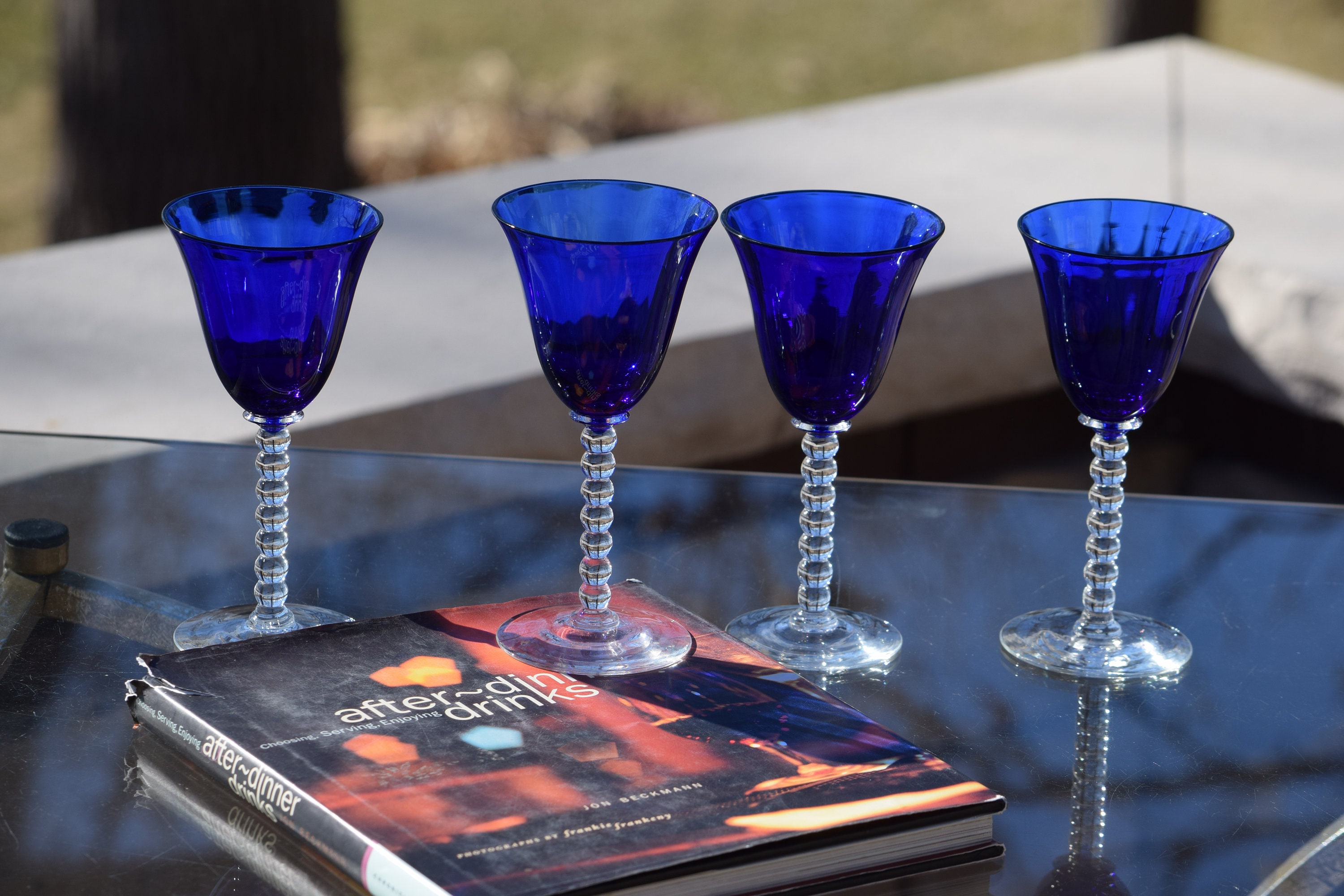 Vintage Cobalt Blue Crystal Wine Glasses - Set of 4 – The New York