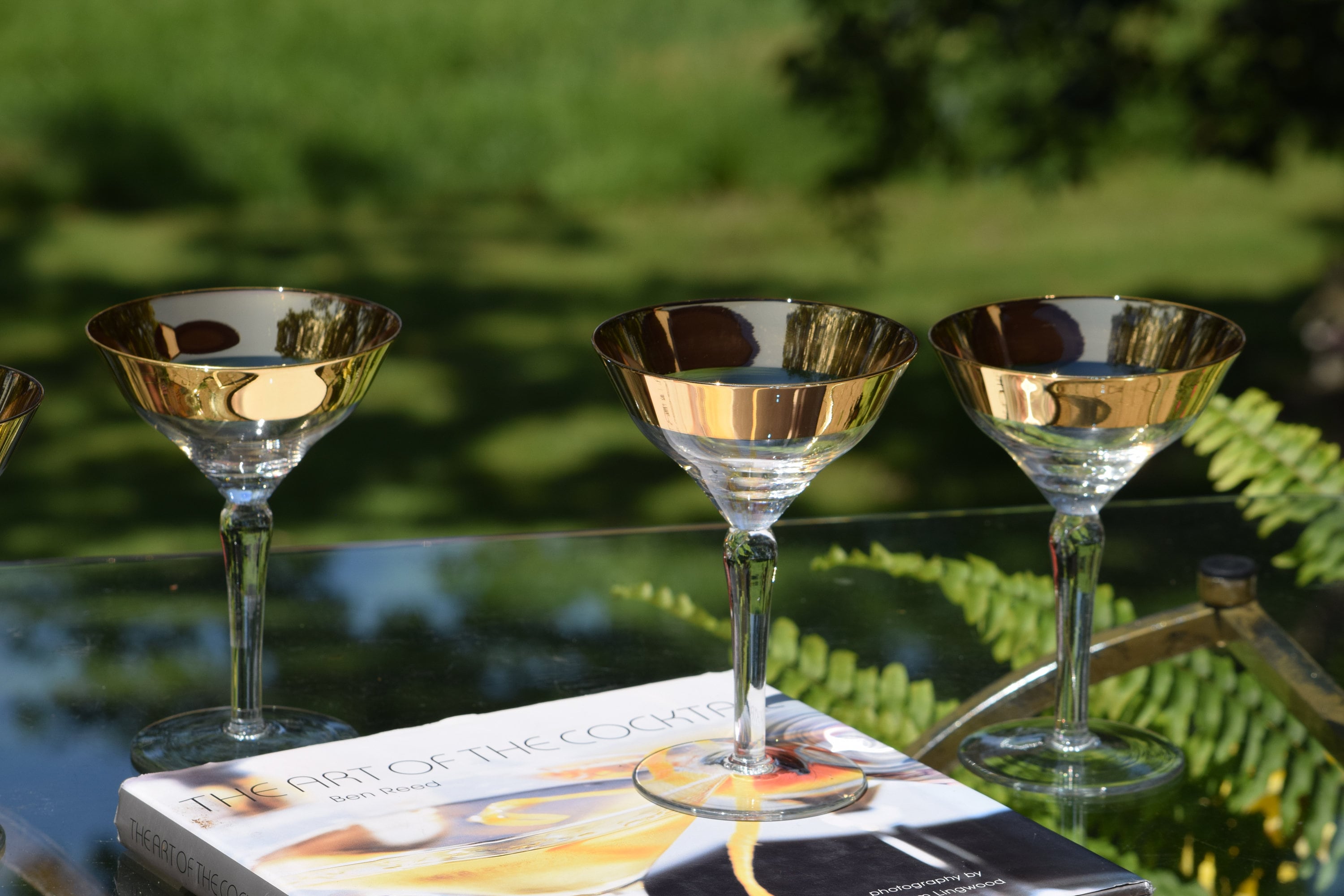 Vintage Gold Rim Cocktail Glasses, Set of 4, Gold Rimmed Martini ...