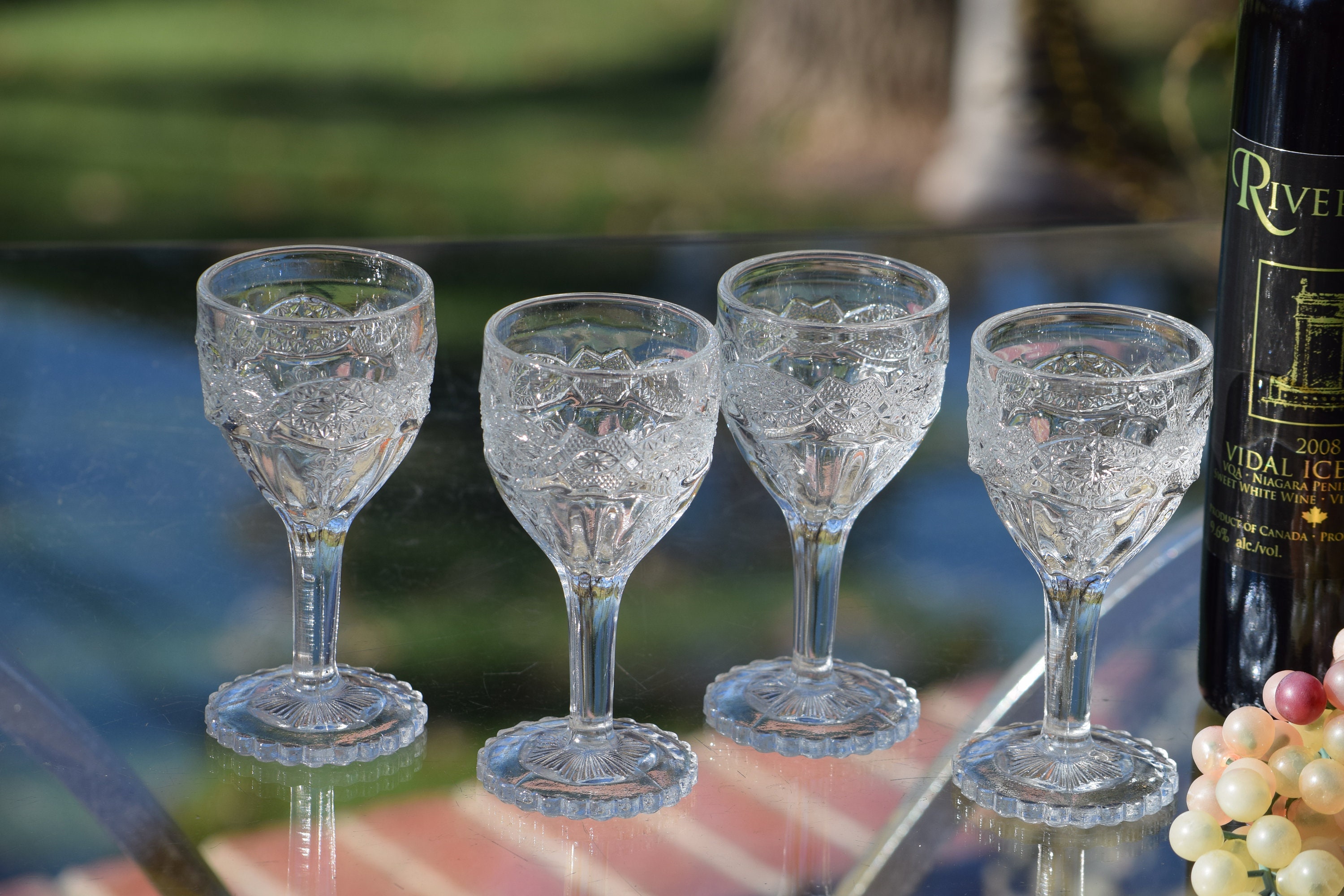 Vintage Wine Liqueur Cordials Glasses, Set of 5, After Dinner Drink