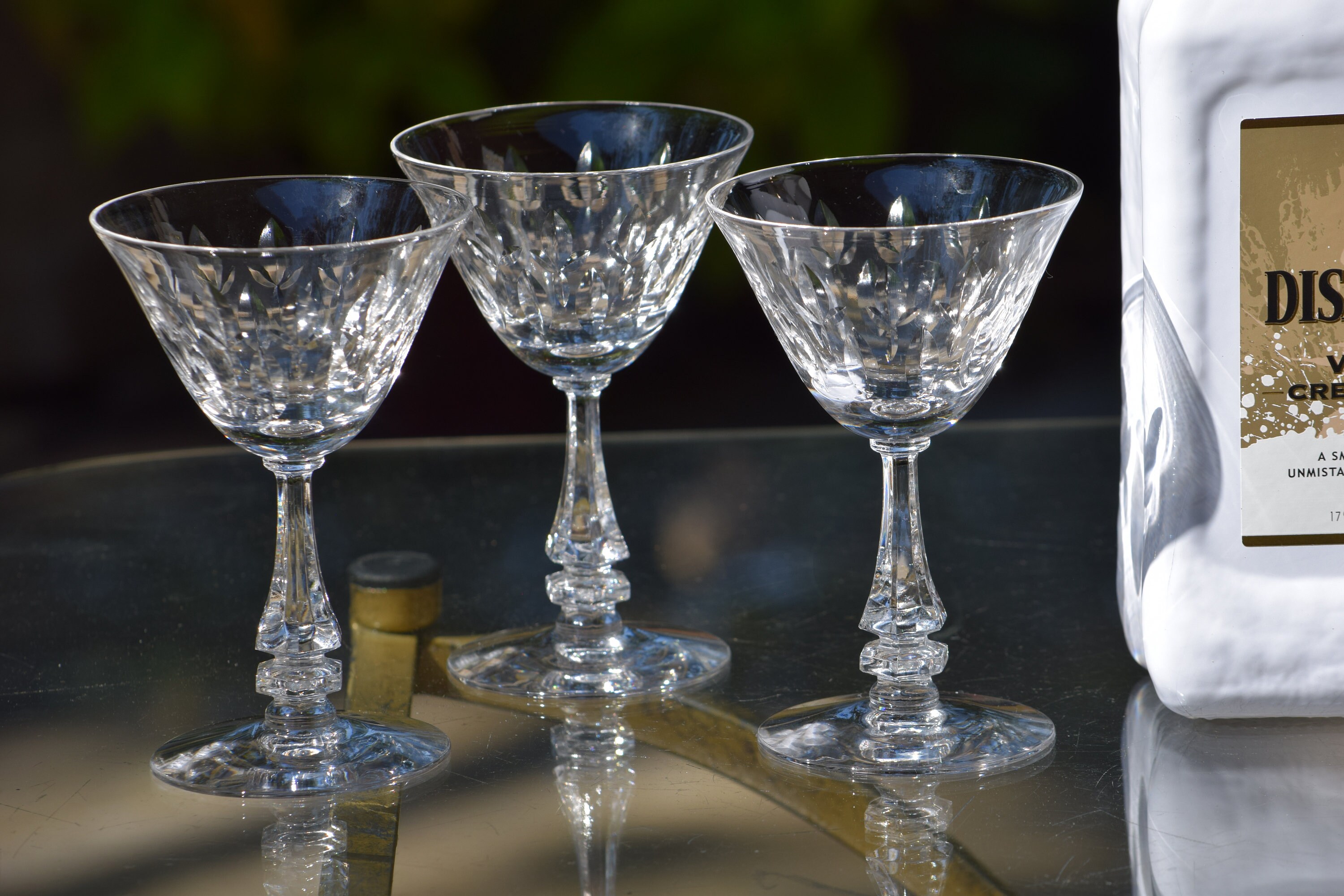 6 Vintage Etched Crystal Port Wine Dessert Liqueur Glasses, Tiffin