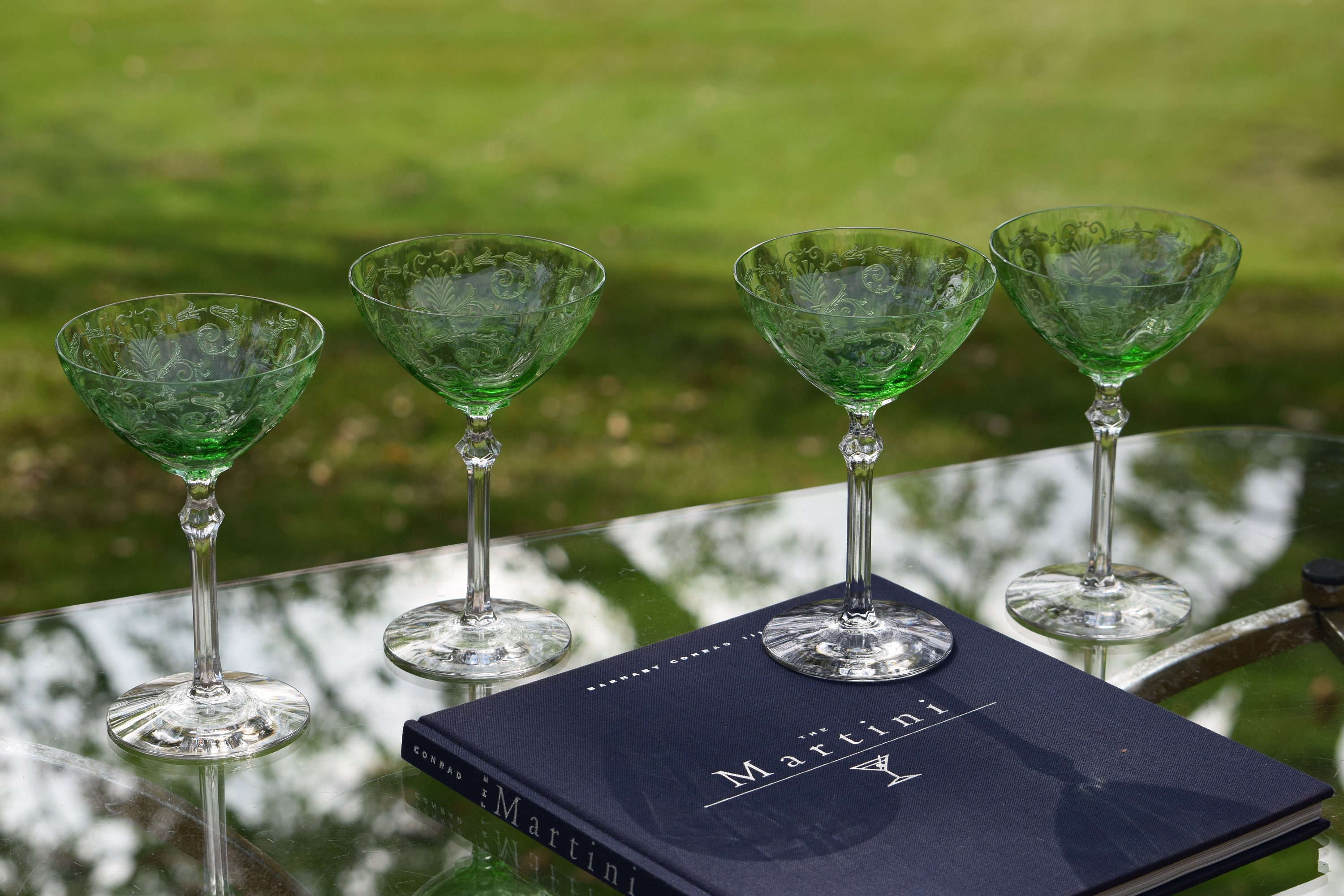 Acopa Pangea Stemless Martini Glass Set: Fluorite Green