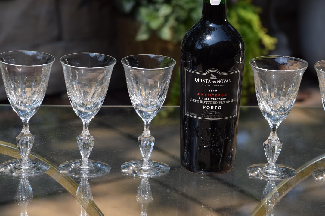 Port Diffin Vintage Tiffin Franciscan Port Glasses, 1960s Bubble Stem Cordial Set ...