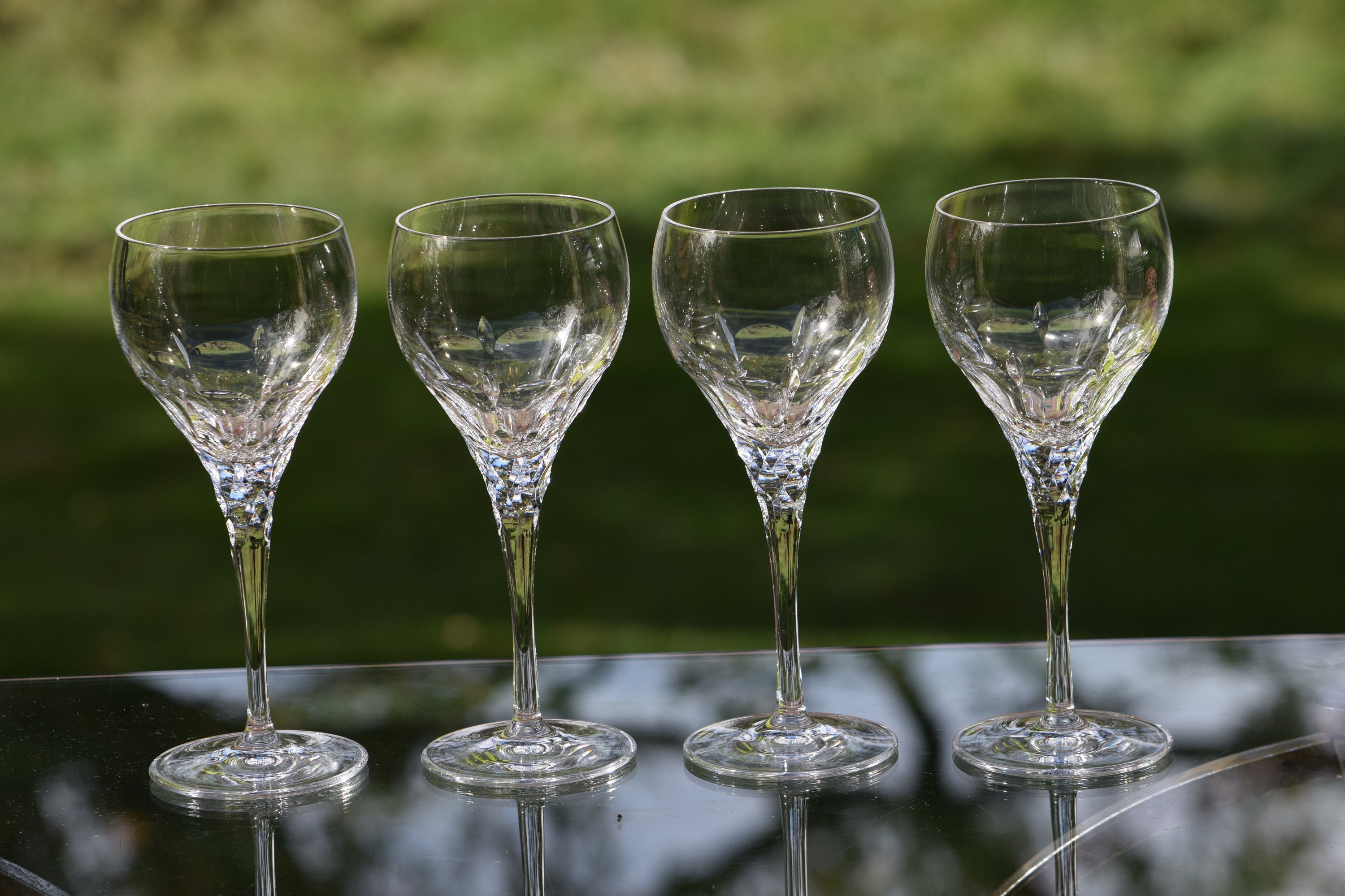 Vintage CRYSTAL Wine Glasses, Set of 4, HOYA, Peony, Vintage Crystal