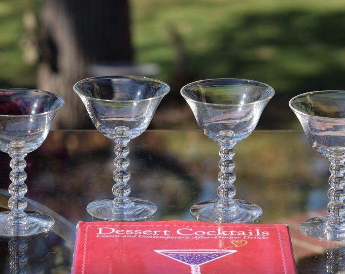 AFTER DINNER DRINKS?  4 Vintage Cocktail ~ Liqueur Glasses, Candlewick, circa 1950's, Small 3 oz Cocktail Glasses, Dessert Wine ~ Liqueur