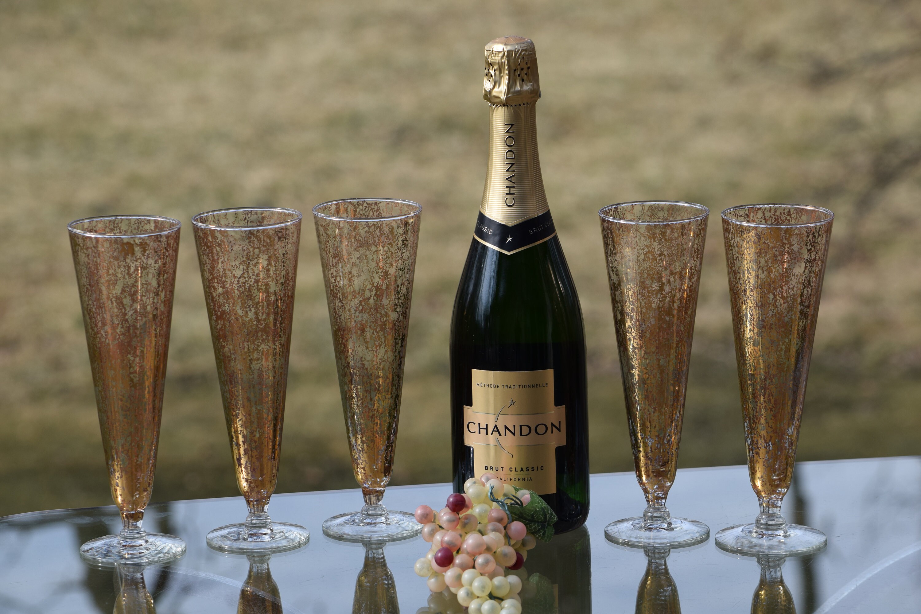 Vintage Gold Iridescent Cocktail Champagne Glasses, Set of 5, Vintage