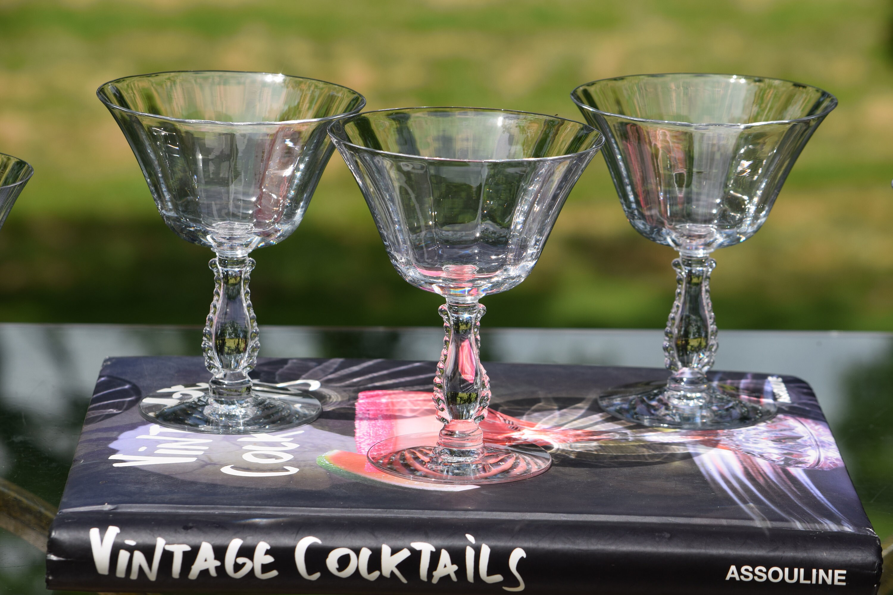 5 Vintage Etched Cocktail ~ Martini Glasses, Tiffin Franciscan, 1950's,  Nick and Nora, Mixologist Craft Cocktails ~ Champagne Glass