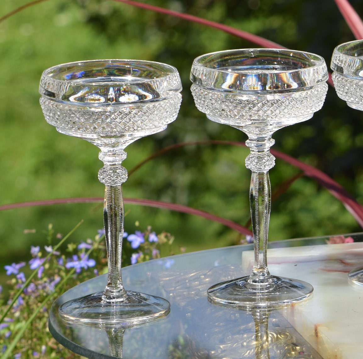 Vintage CRYSTAL Cocktail Glasses, Set of 6, Vintage Crystal Champagne  Coupes, Rectangle Foot - Square Stem Coupe, Craft Cocktail Glasses