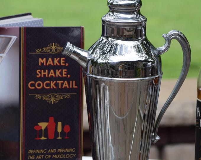 Vintage Stainless Chrome Martini ~ Cocktail Shaker, 1950's,  Vintage Martini Shaker, Home Bartender ~ Mixologist Gift, Bar Cart Decor