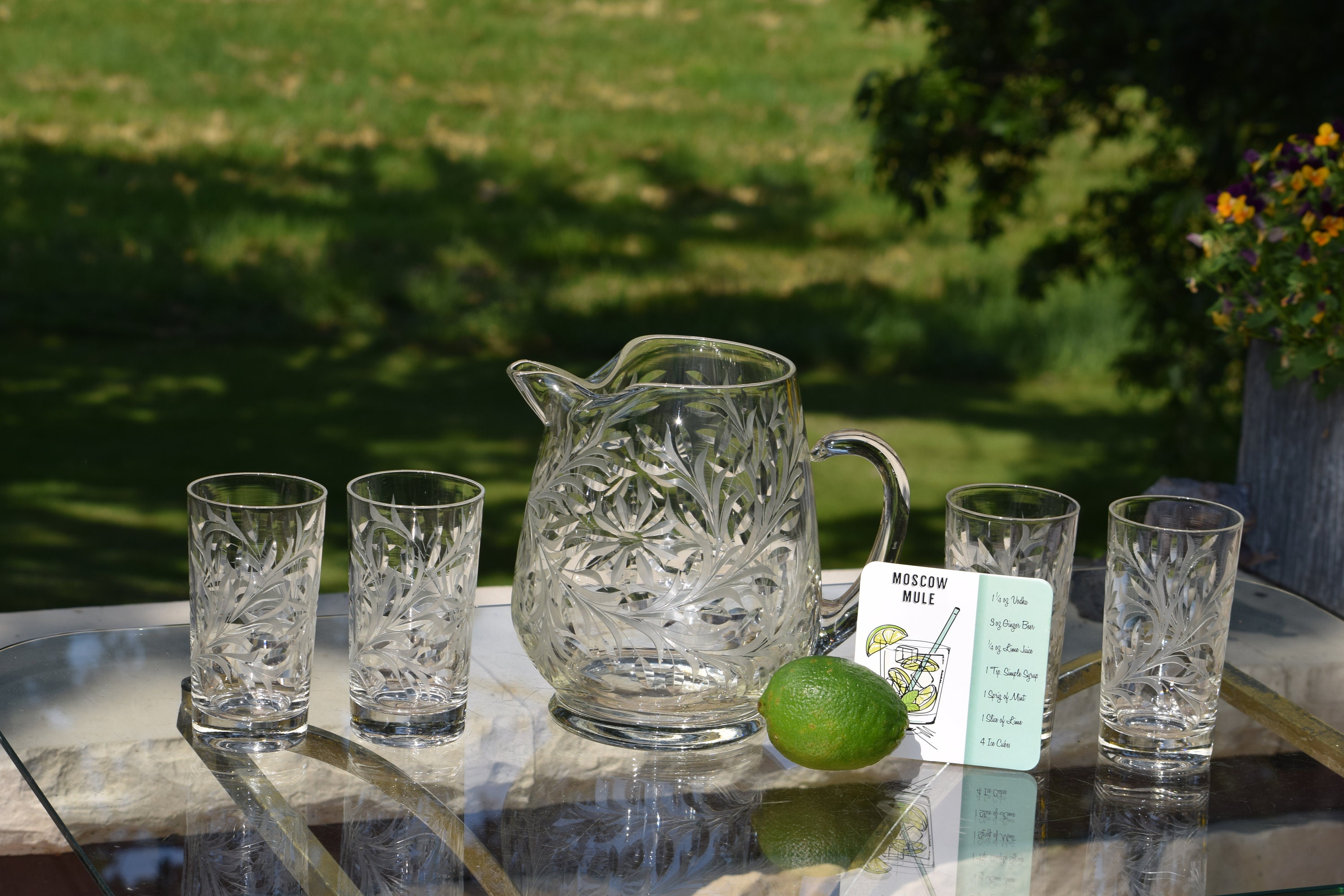 4 Vintage Cocktail Glasses with Pitcher, LIBBEY, 1950's, Vintage Martini  Glasses, Batch Cocktail Pitcher, Sangria Wine Pitcher