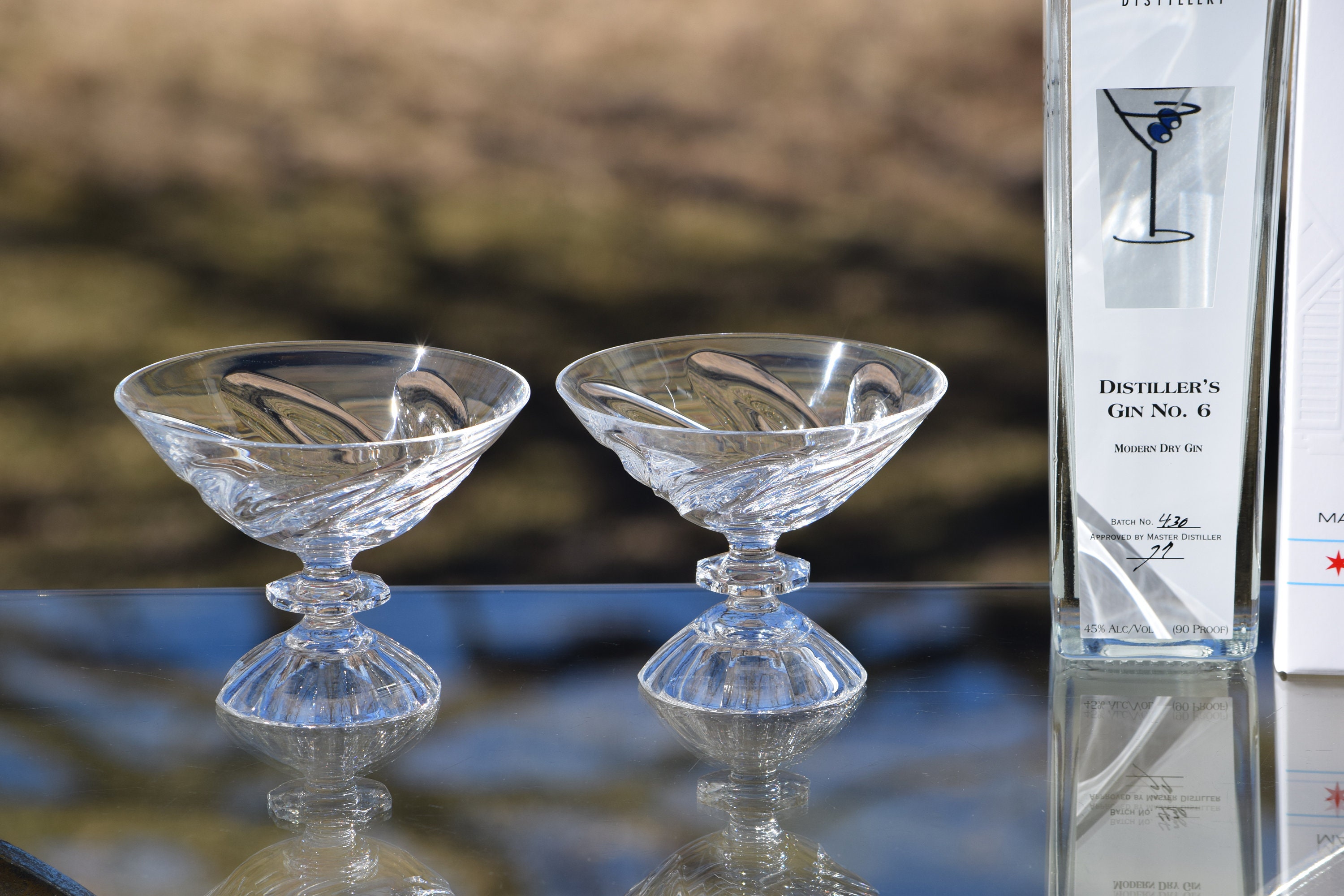 Vintage Crystal Cocktail Glasses, Set of 5, Mixologist Cocktail Glasses