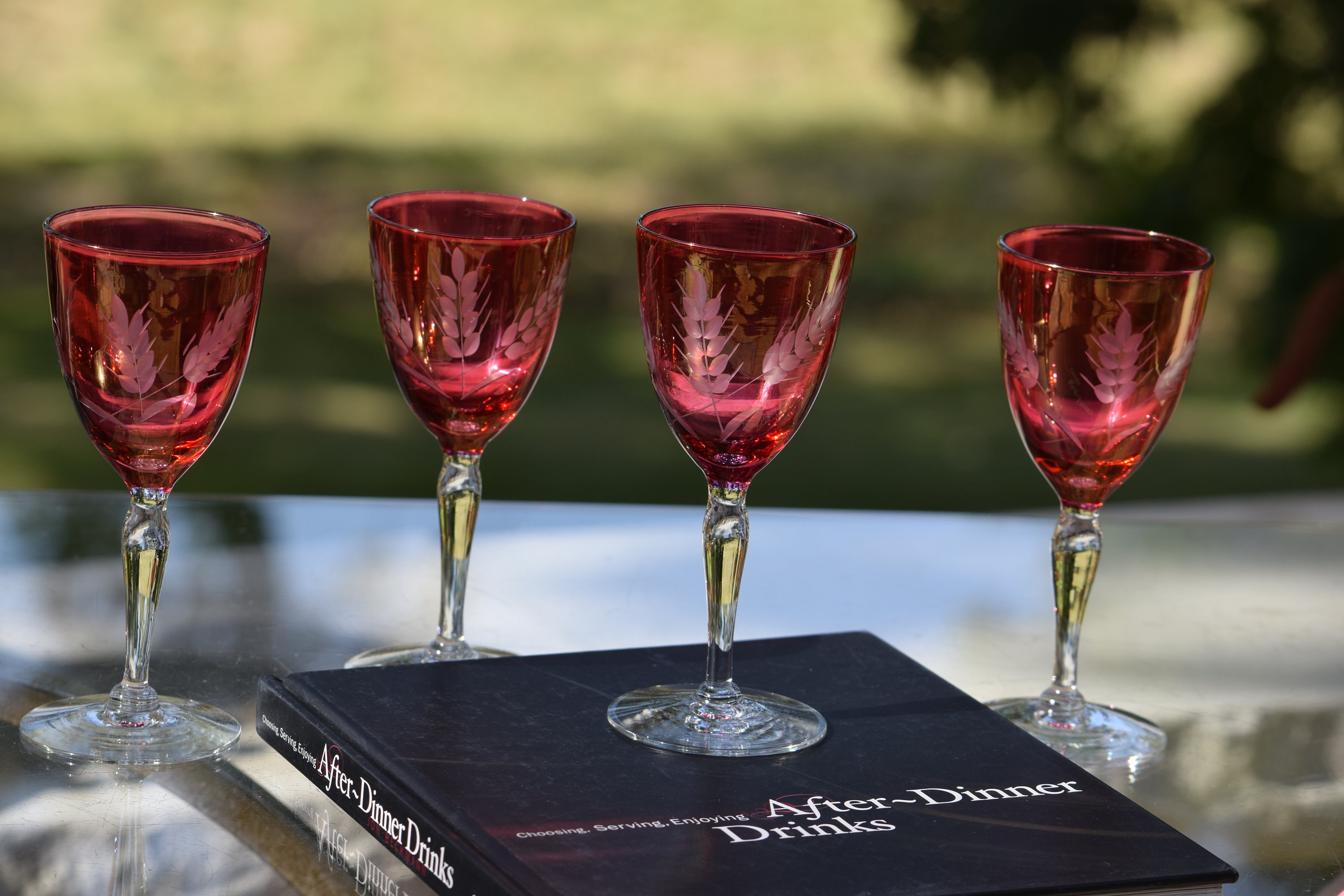 4 Vintage Etched Port Wine Glasses ~ Aperitif 3 oz After Dinner Drink  Glasses, Port Wine ~ Dessert Wine Glasses, Small 3 oz Wine Glass