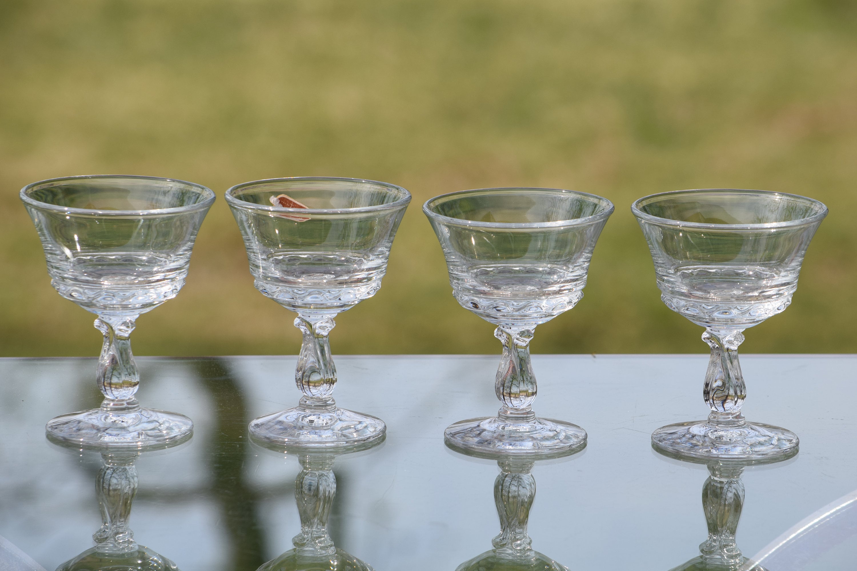 Vintage Pressed Glass Cocktail Liquor Glasses, Set of 4, Fostoria