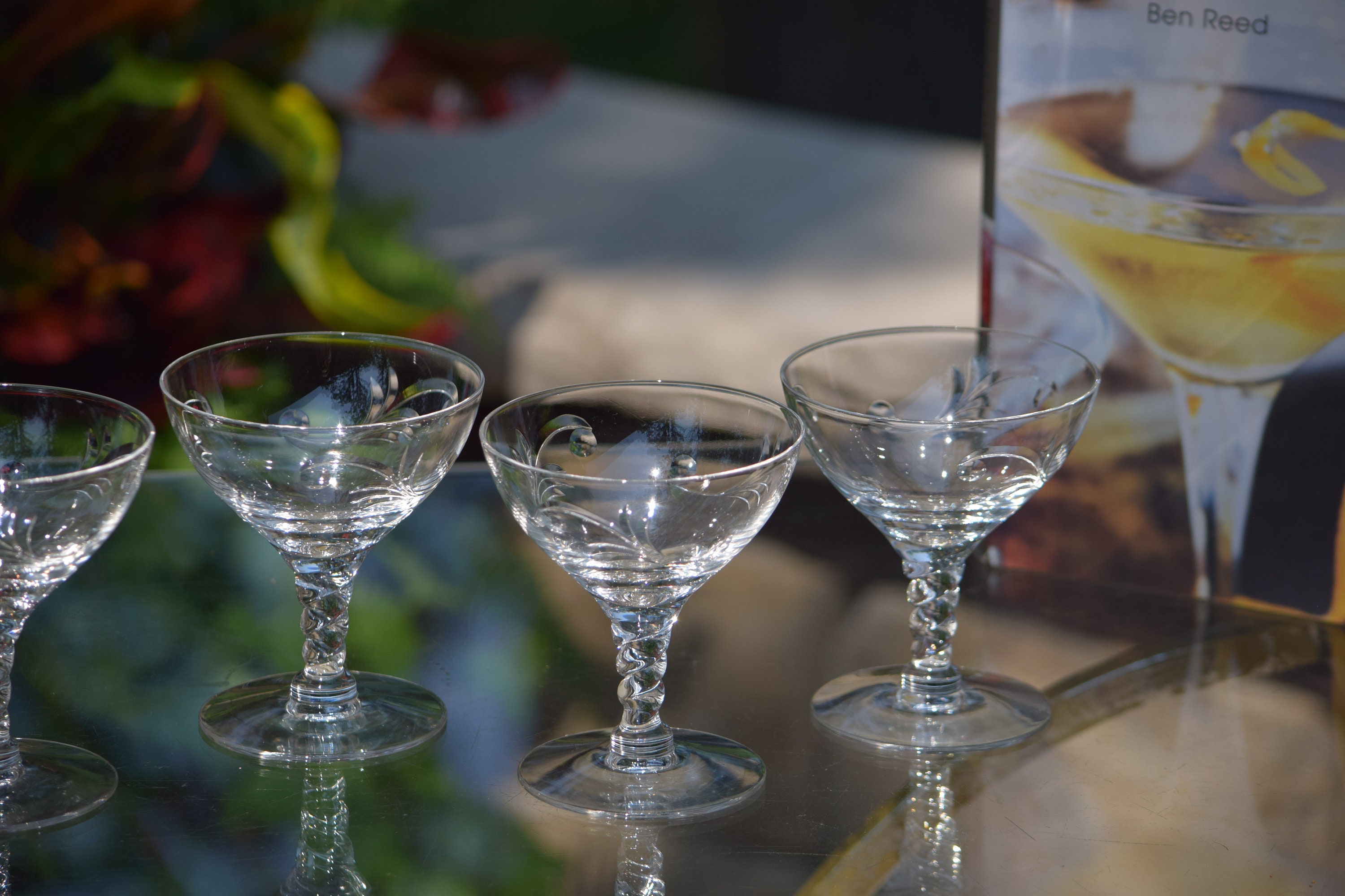 Food52 Antique-Inspired Etched Martini & Cocktail Glasses, 5 Set