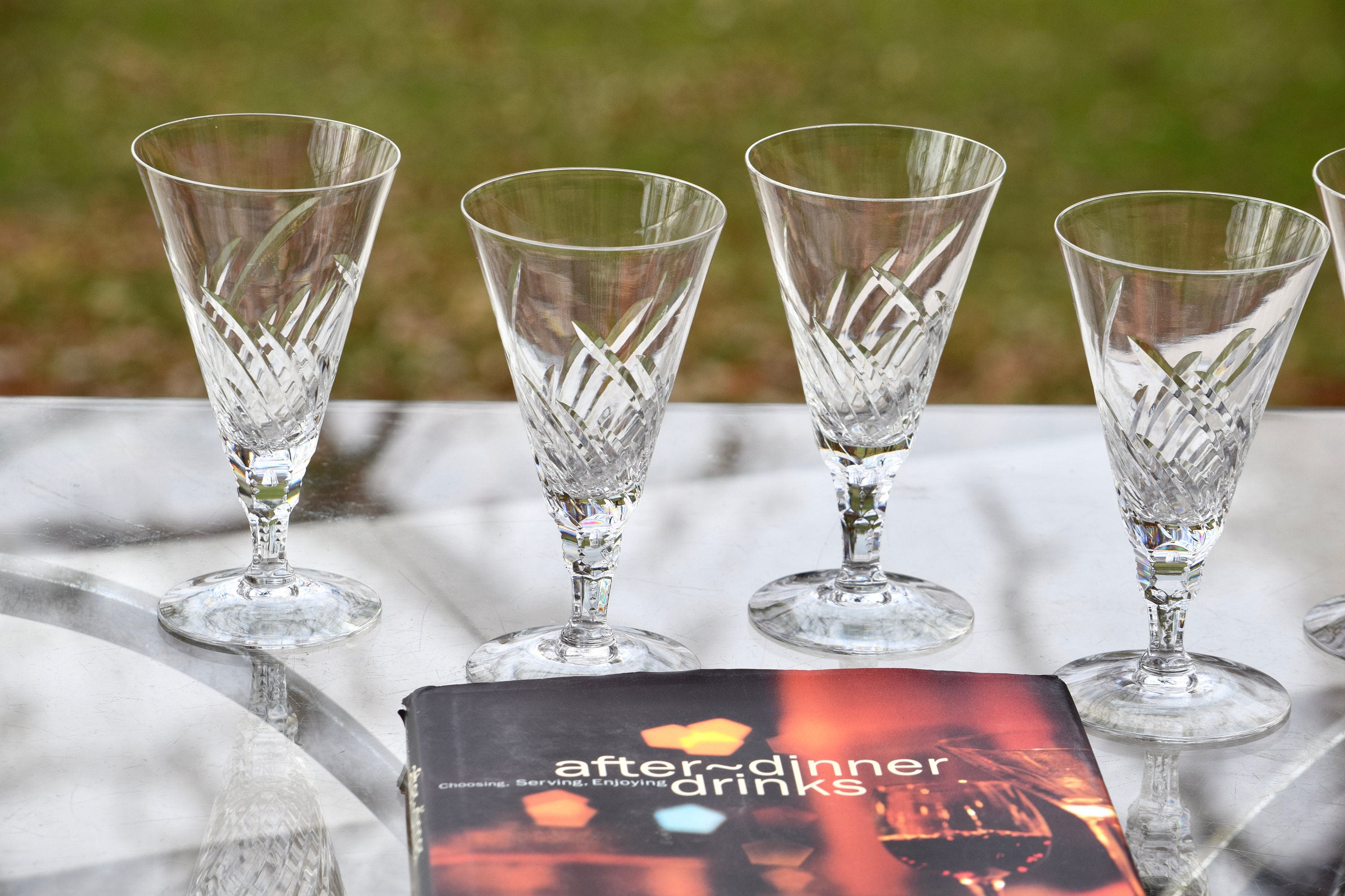 6 Vintage Crystal 5oz Champagne Flutes - Vintage Barware - Retro Barware