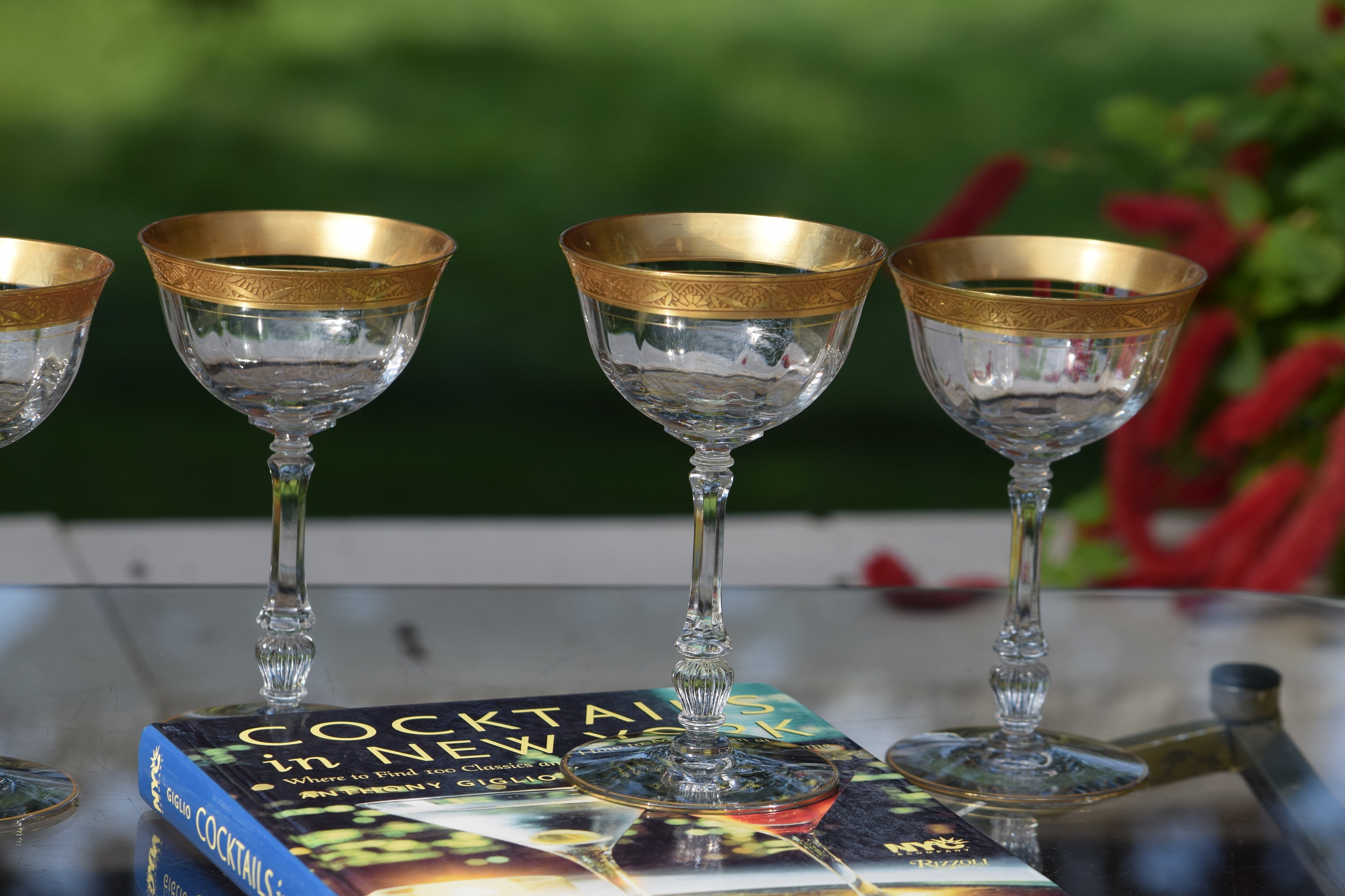 5 Vintage Etched Cocktail ~ Martini Glasses, Tiffin Franciscan, 1950's,  Nick and Nora, Mixologist Craft Cocktails ~ Champagne Glass