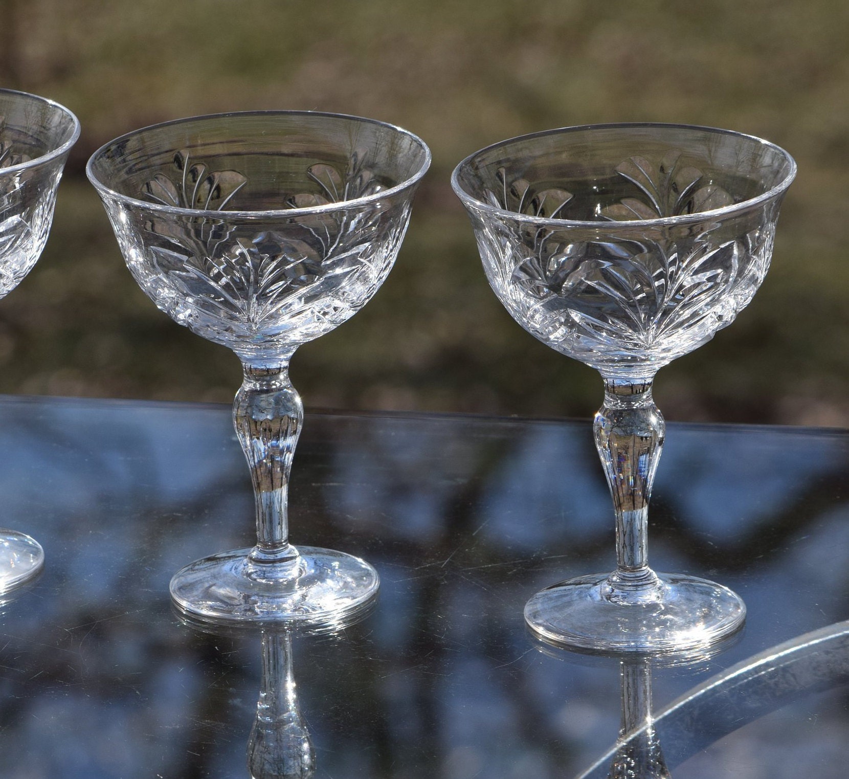 Vintage CRYSTAL Cocktail Martini Glasses Set of 4, Stuart Crystal
