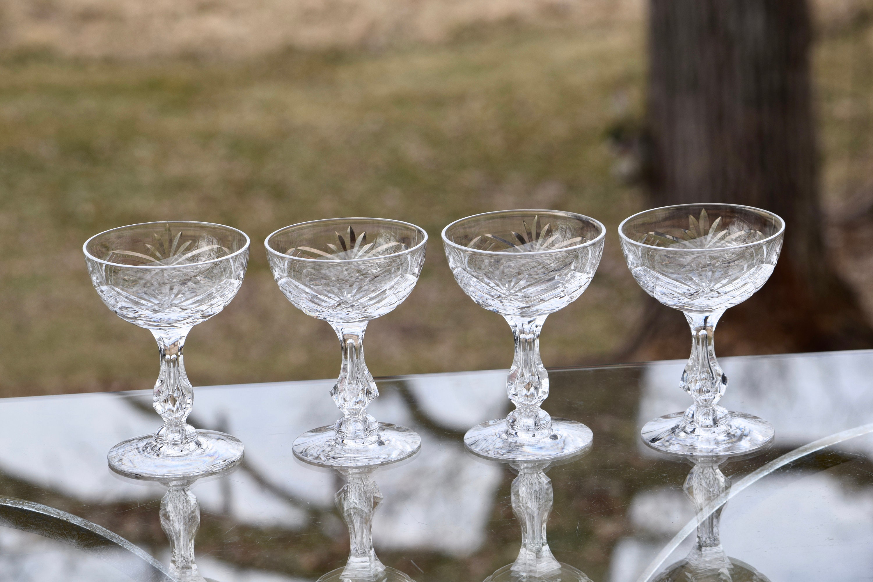 Martini Glasses, Vintage Crystal Martini Glasses, Godinger Crystal Glasses,  Crystal Stemware, Set of Cocktail Glasses, Gift Idea 