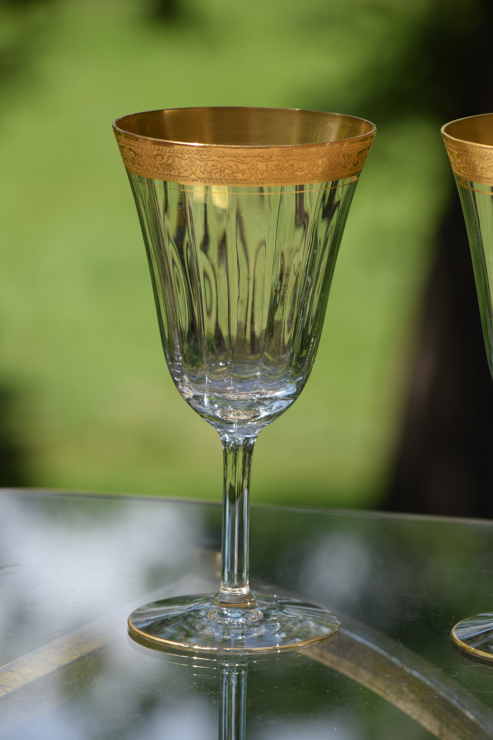 Vintage Gold Band Small Wine Glasses