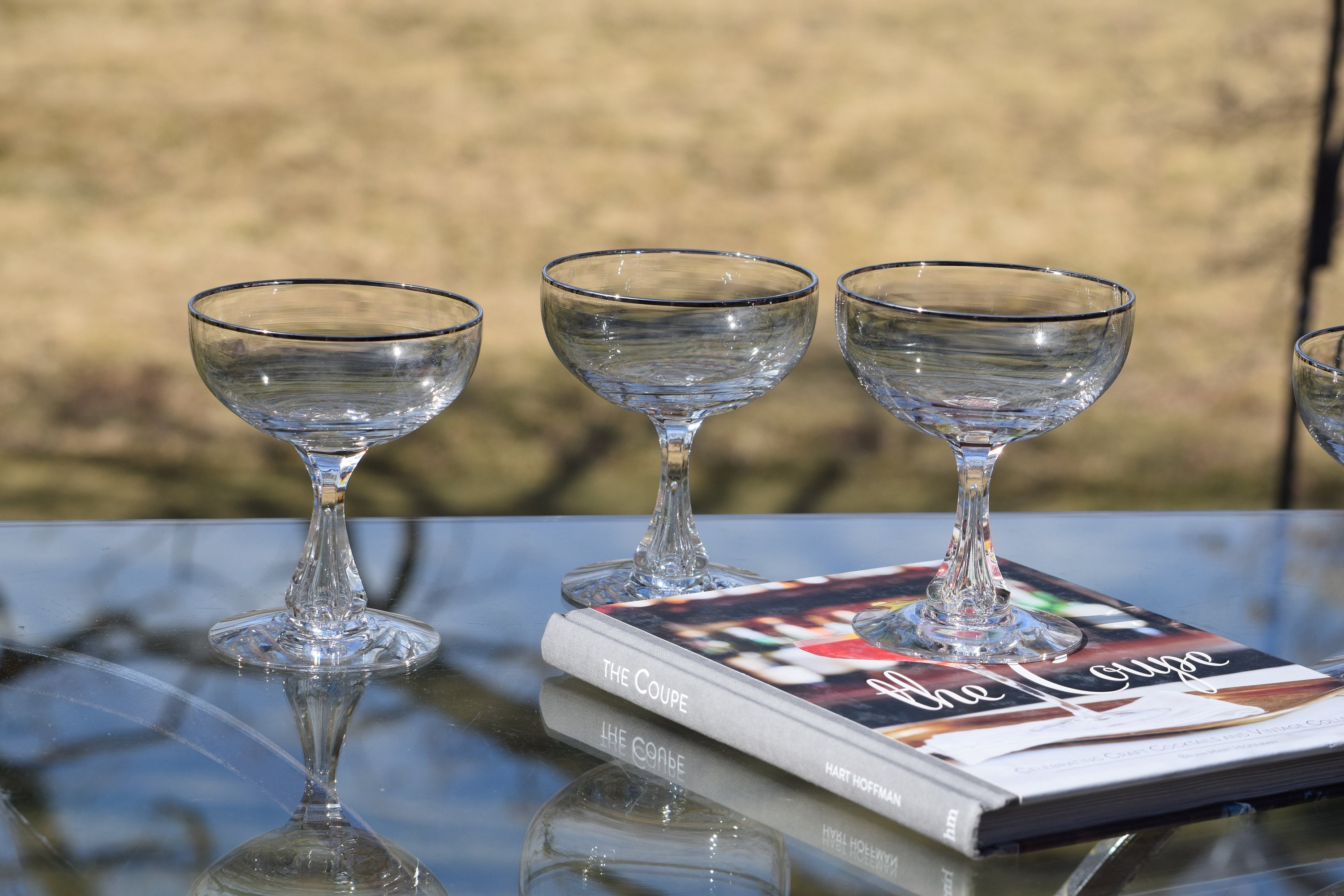 5 Vintage CRYSTAL Bubble Stem Cocktail Glasses Coupes, Vintage Tiffin
