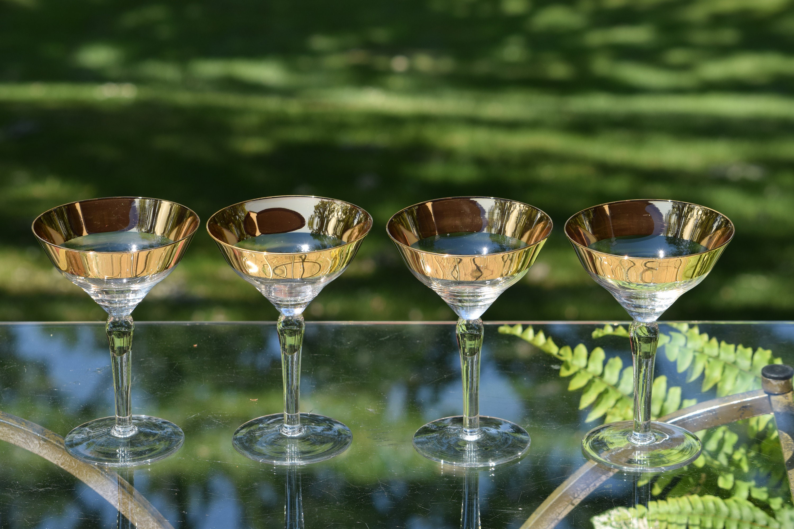 vintage gold cocktail glasses