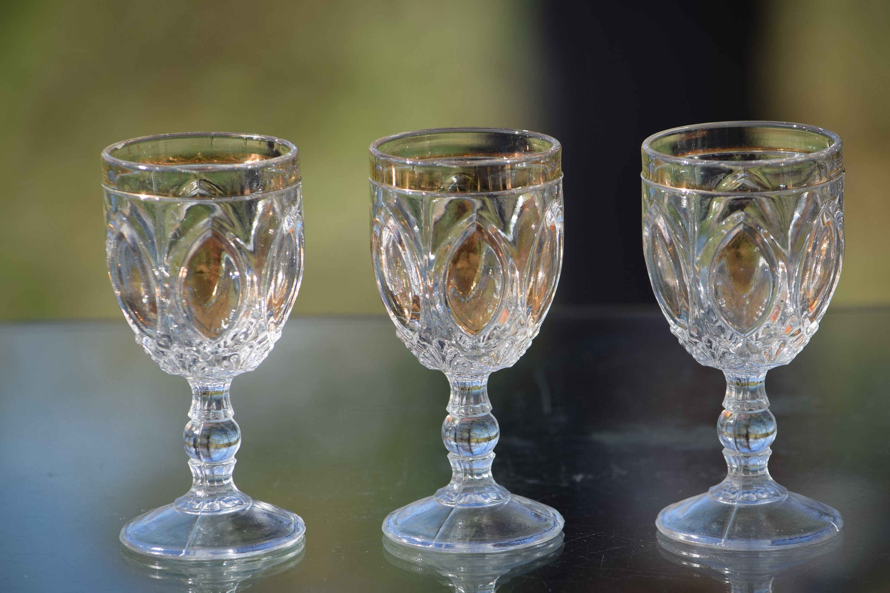 Vintage Pressed Glass Port Wine Liqueur Cordial Glasses, Set of 4, c