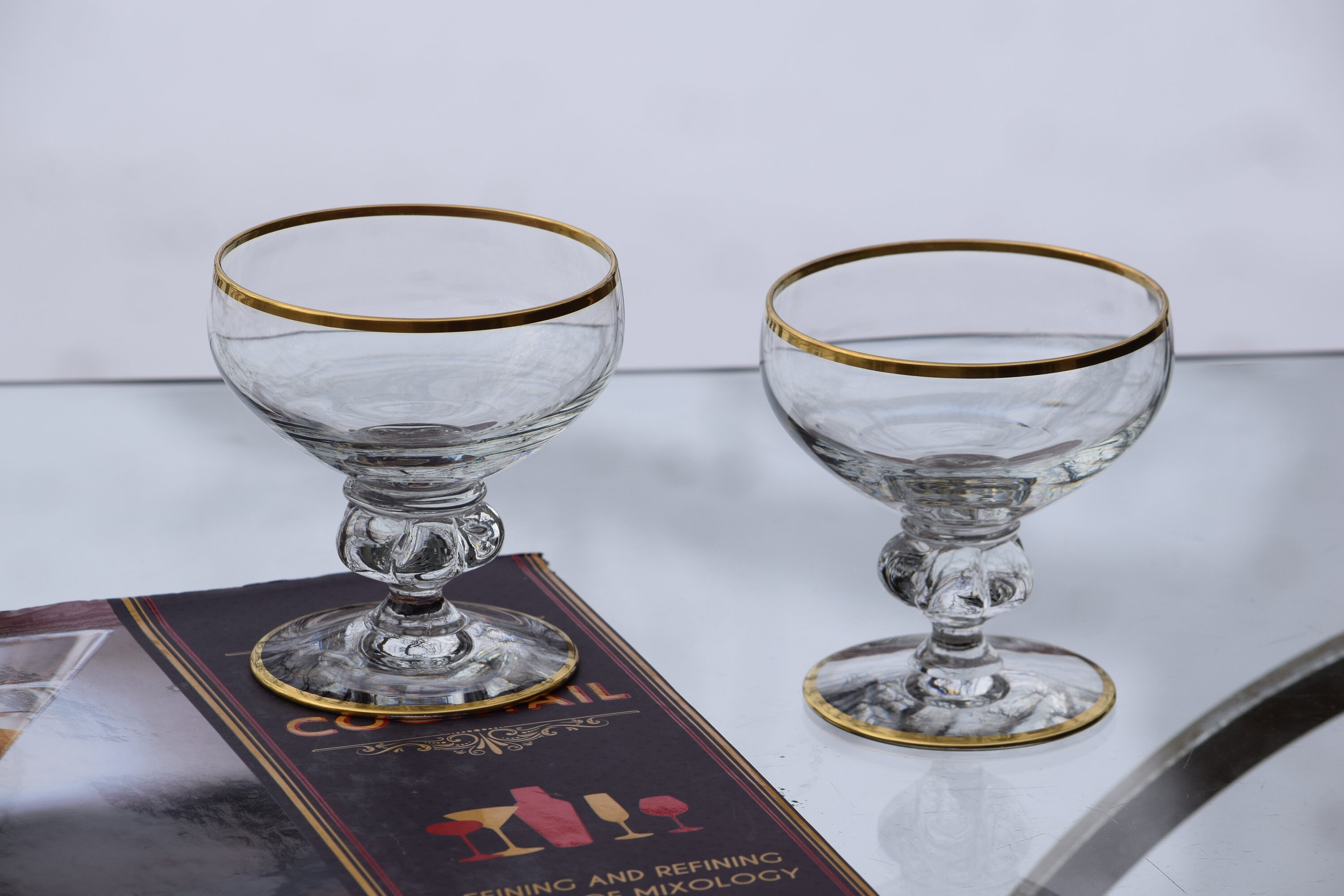 Vintage GOLD Rimmed Cocktail Glasses, Set of 4, Cocktail Party Glasses