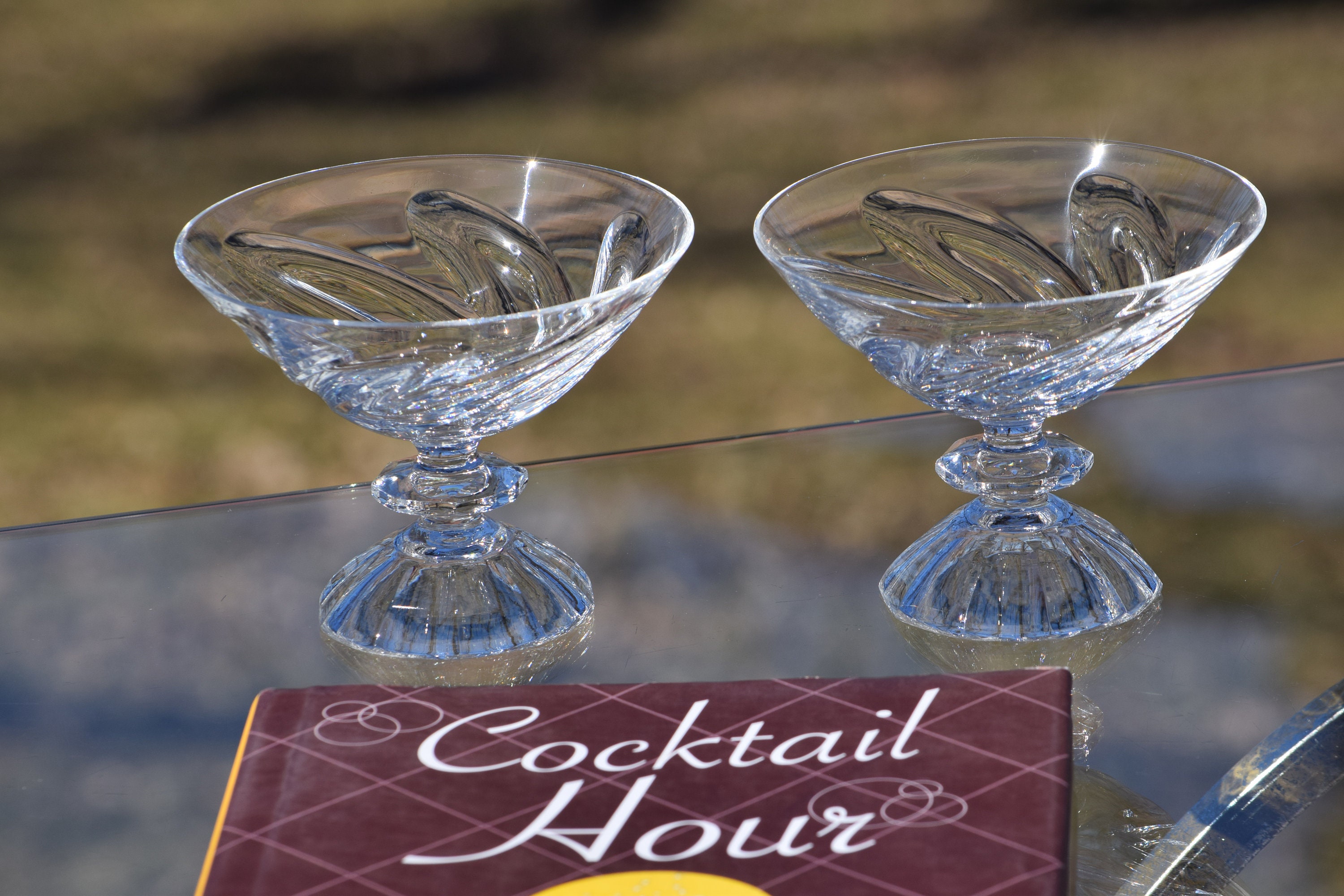 Vintage Crystal Cocktail Glasses, Set of 5, Mixologist Cocktail Glasses