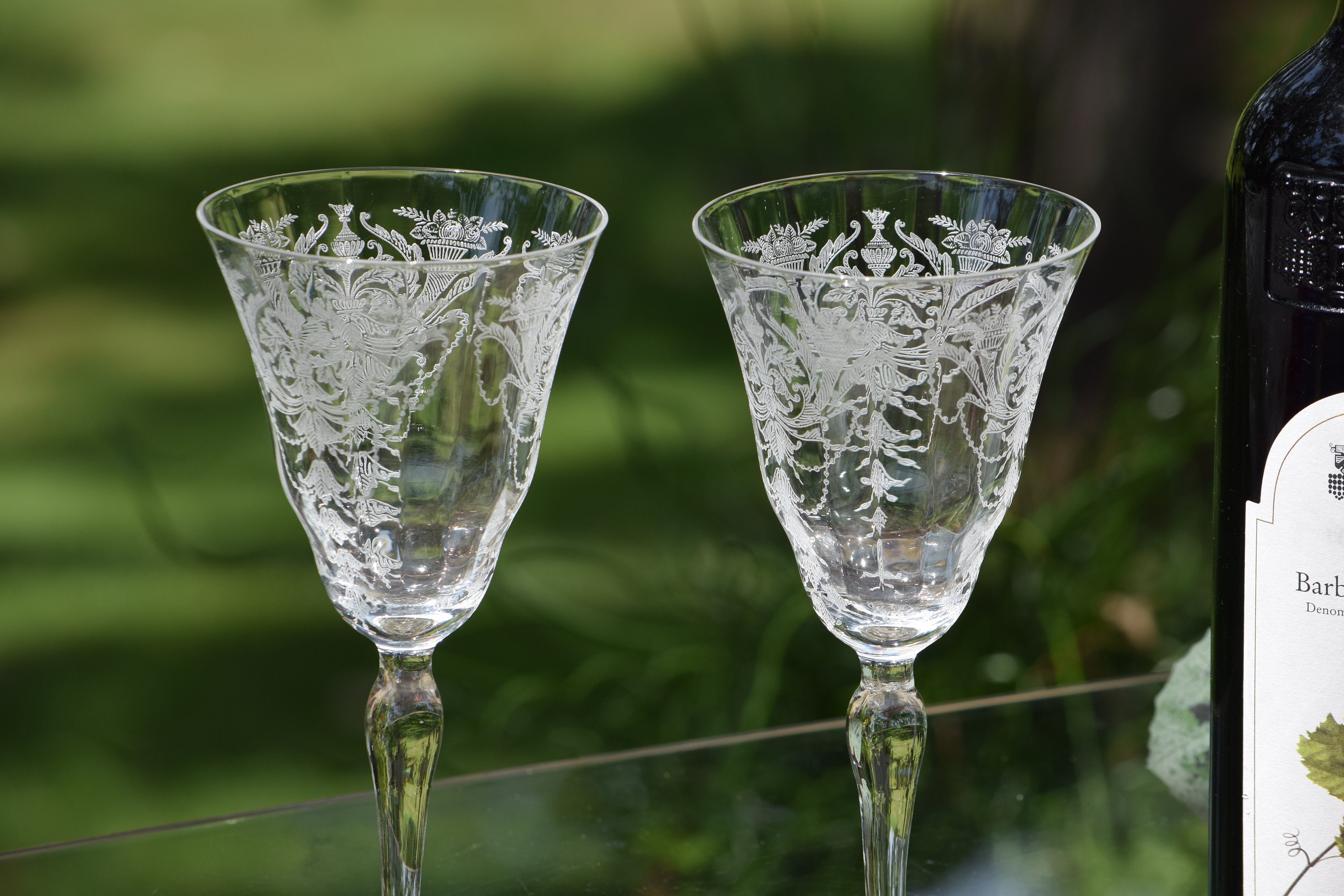 Vintage Acid Etched Water Goblet Wine Glasses Morgantown Milan Circa S  Vintagesexiezpix Web Porn