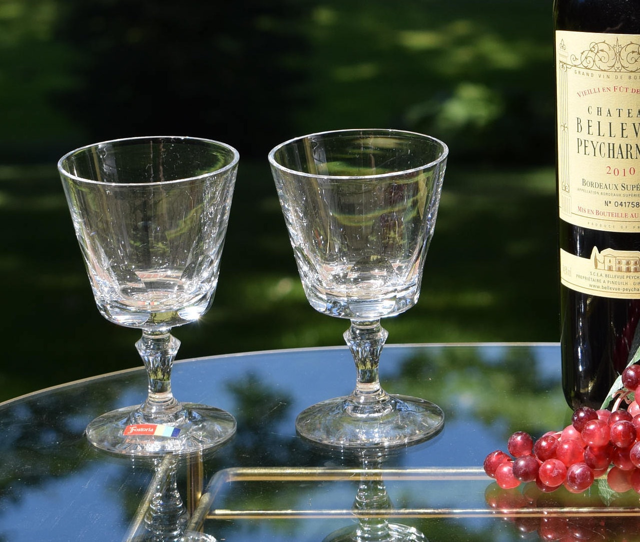 4 Vintage Claret Wine Glasses, Set of 4, Fostoria, circa 1960's