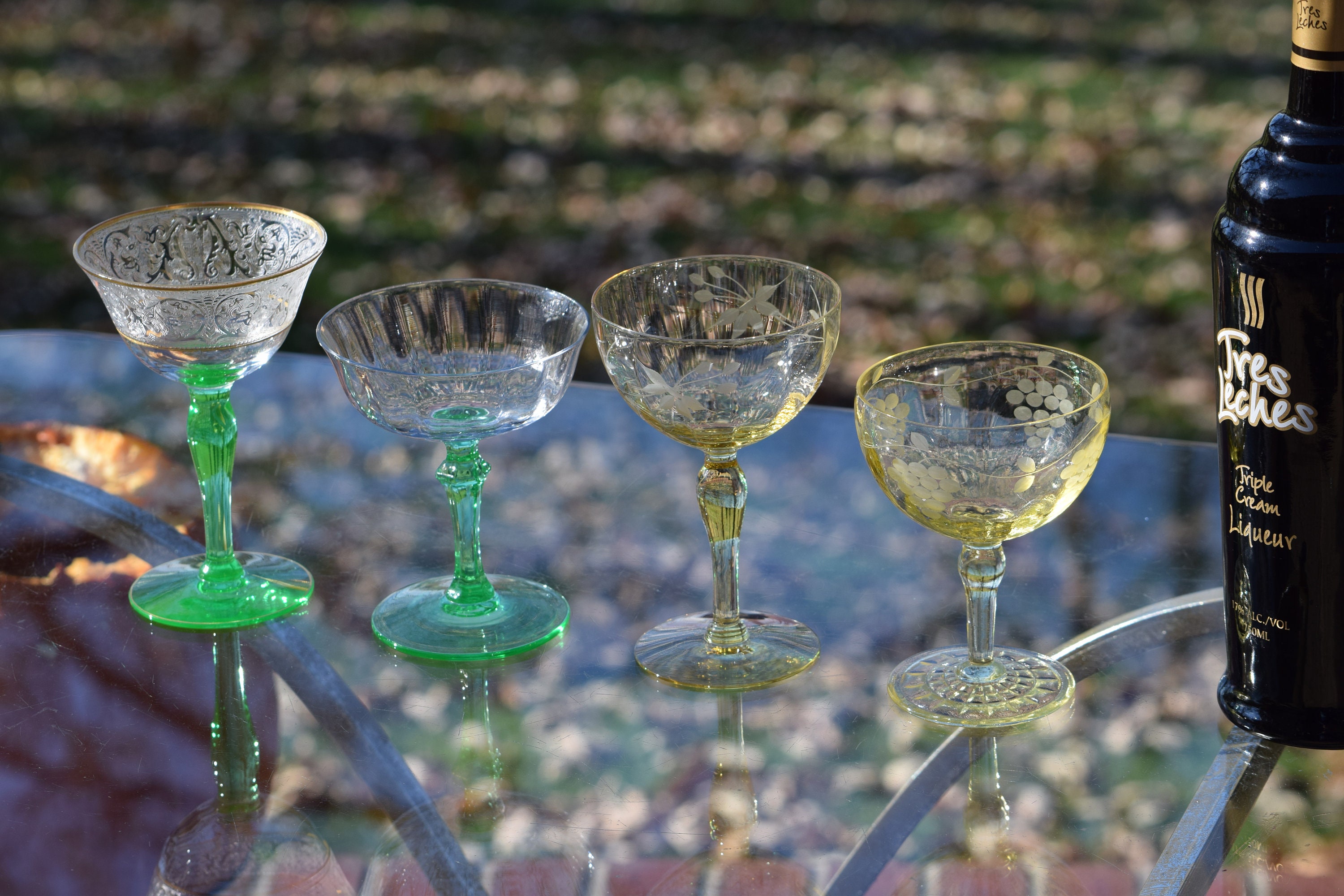 vintage coloured cocktail glasses