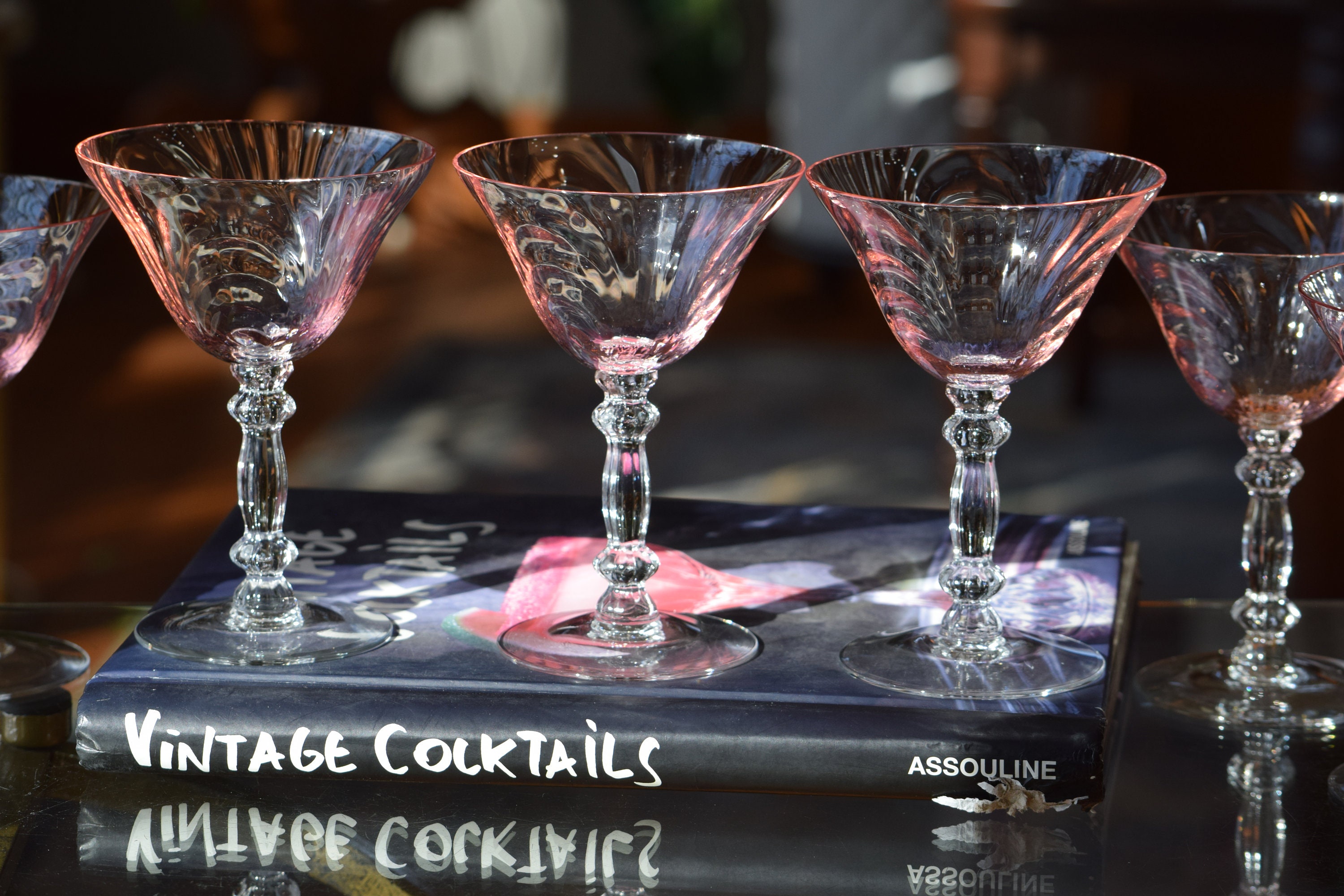Assorted Pink Vintage Champagne and Wine Glasses Assorted Pink Vintage Champagne and Wine Glasses