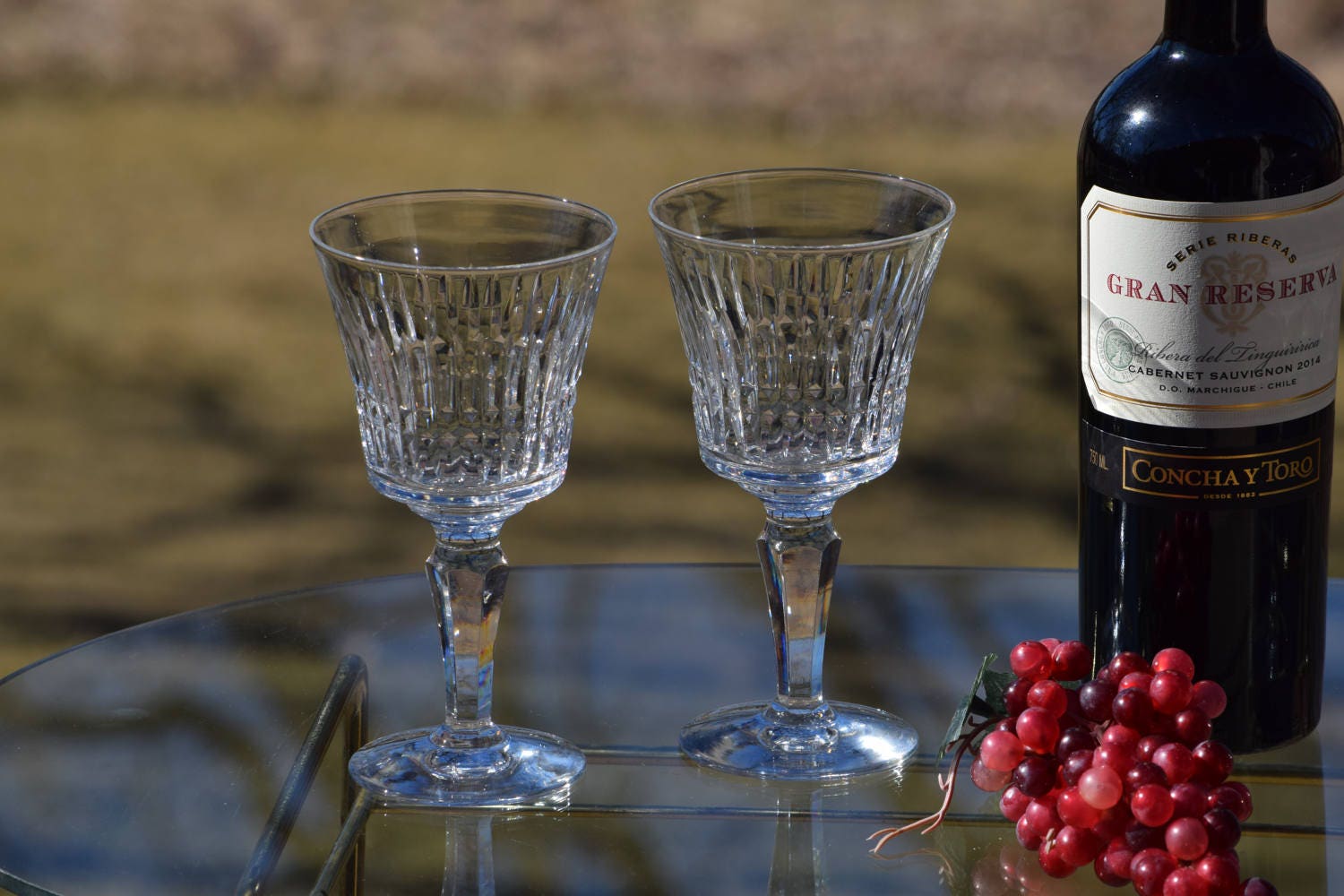 Vintage CRYSTAL Wine glasses, Set of 3 Royal Doulton, Made in England