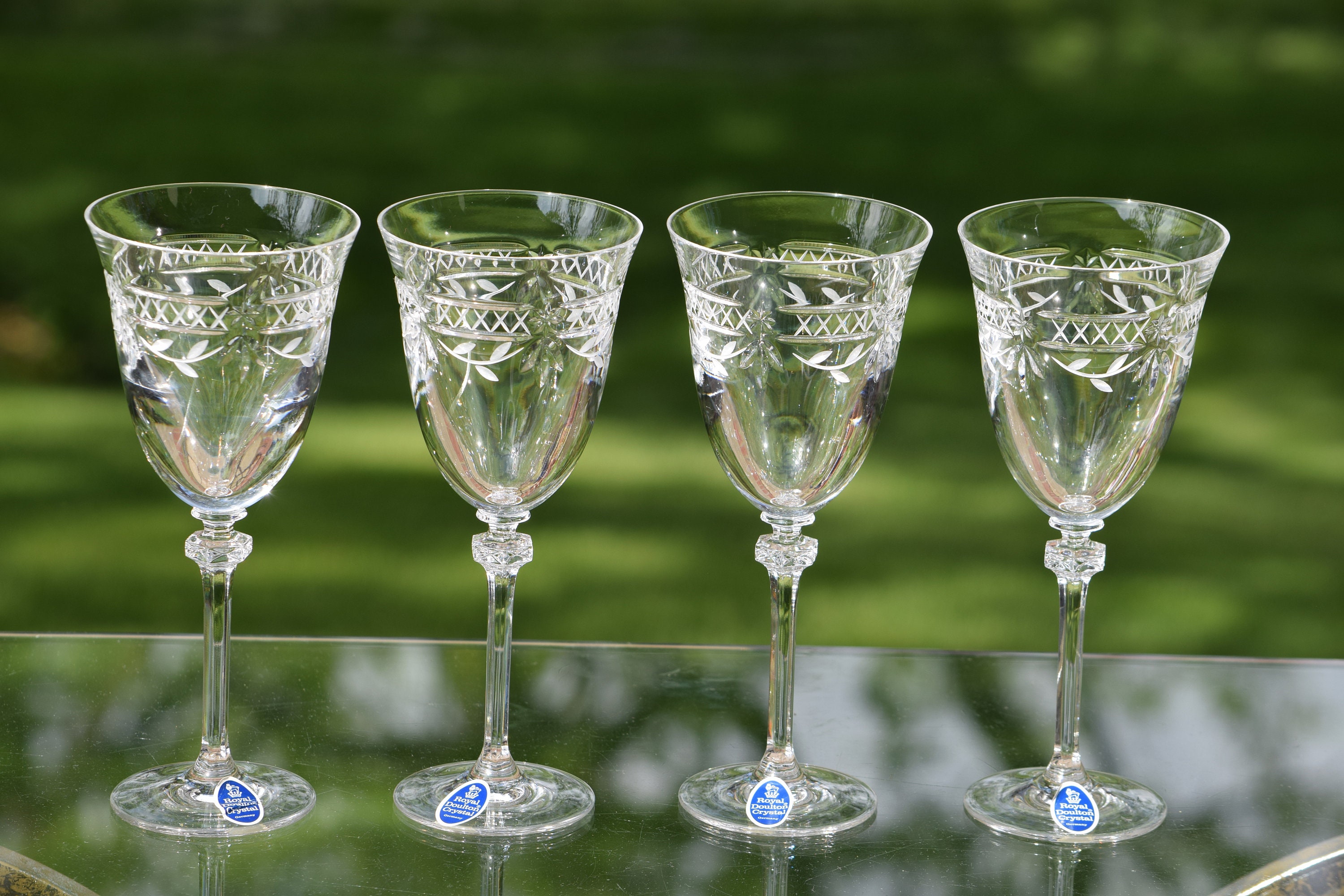 Vintage CRYSTAL Wine Glasses, Set of 4, Royal Doulton, Wellesley Clear, c.  1991-2004, Vintage Water Goblets, Crystal Wedding Gifts