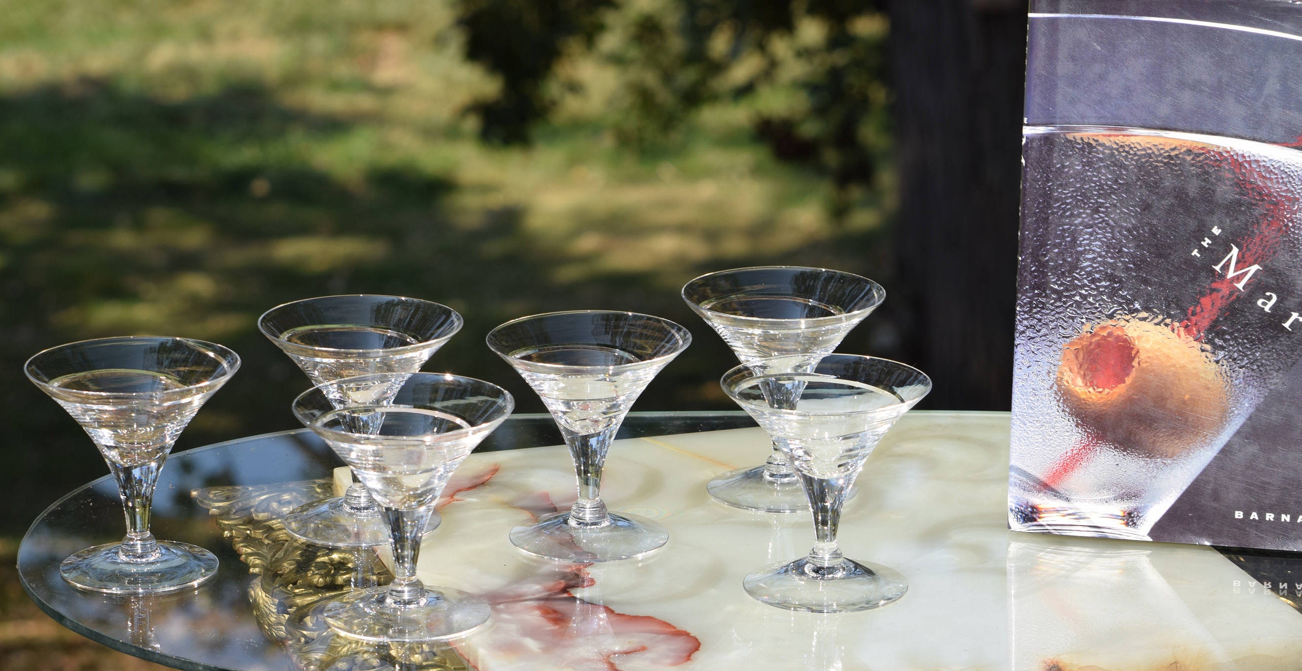 Vintage CRYSTAL Martini Glasses, Set of 6, Small Martini Cocktail