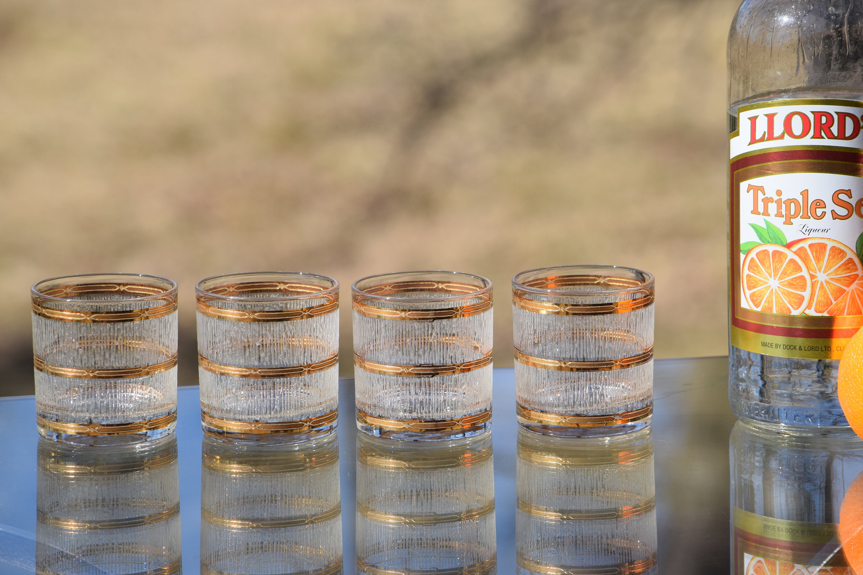 Vintage CULVER Decanter with 4 Lowball glasses, Culver, 1970's, Liquor
