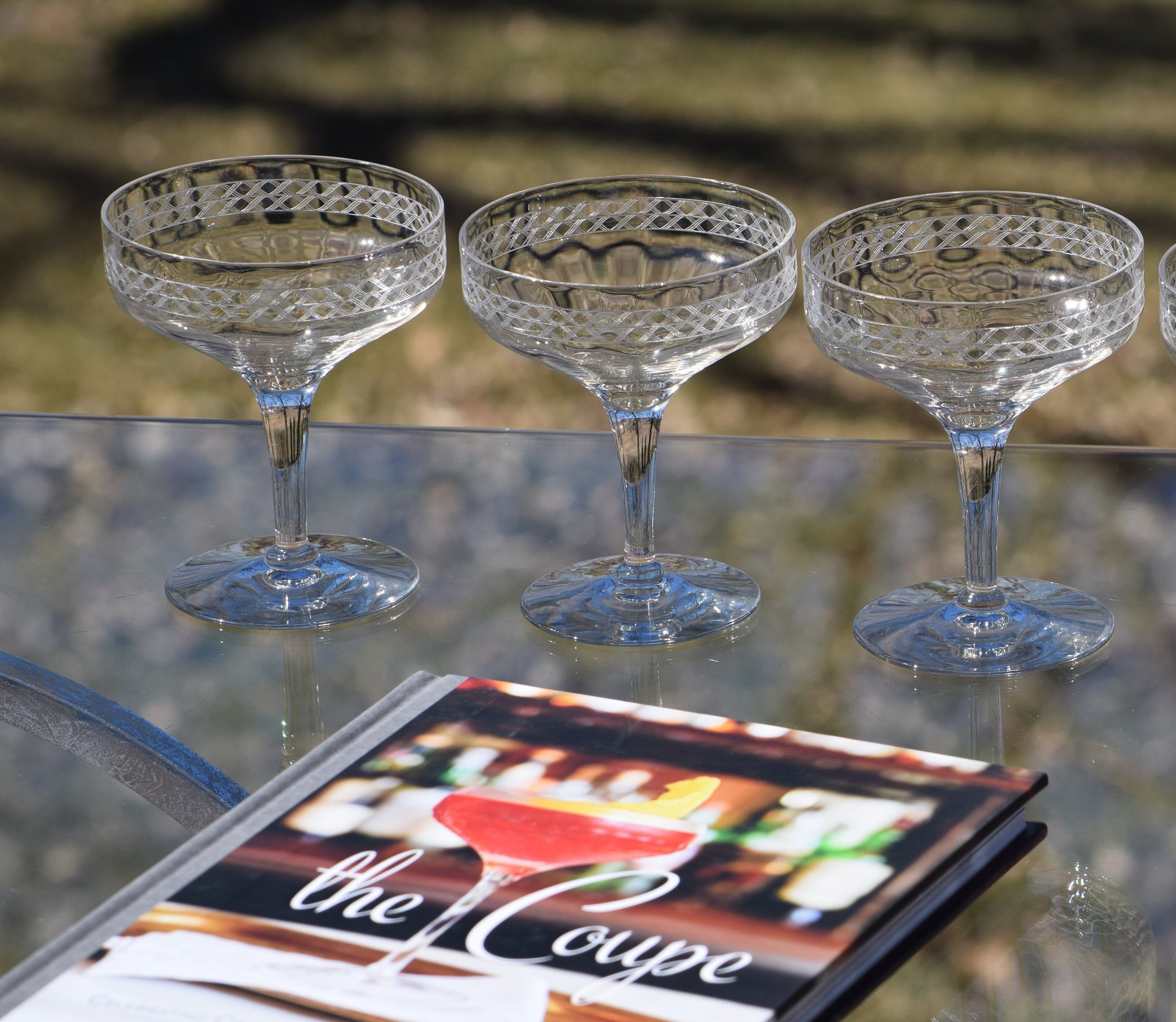 Vintage Needle Etched Cocktail Glasses, Set of 4, circa 1920's, Vintage  Needle Etched Champagne Coupe - Cocktail Glasses