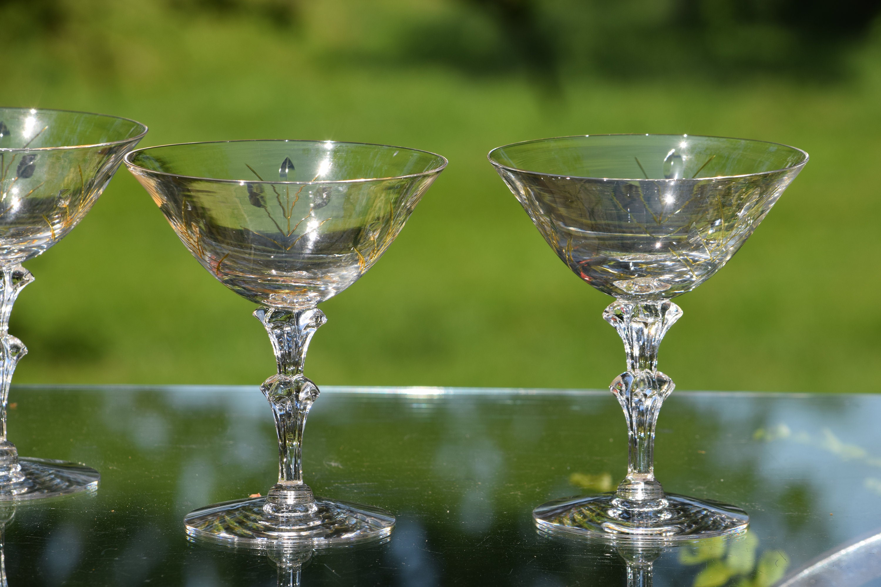 Vintage Etched Crystal Cocktail Glasses Set Of 4 Vintage Crystal Etched Martini Glass Wedding