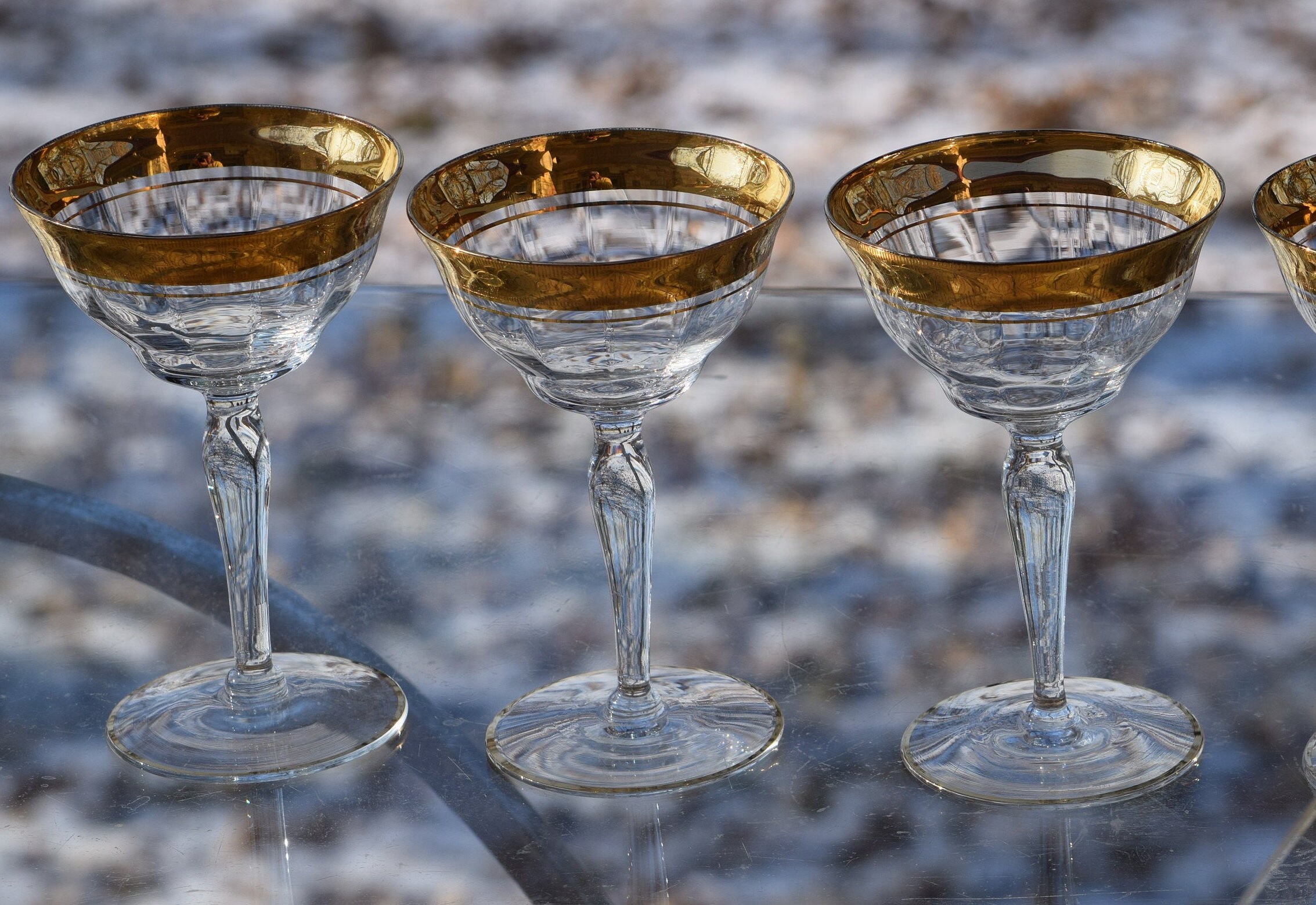vintage gold cocktail glasses
