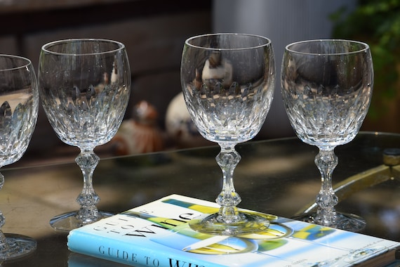 5 Vintage Etched CRYSTAL Wine Glasses, Tiffin Franciscan, 1950's