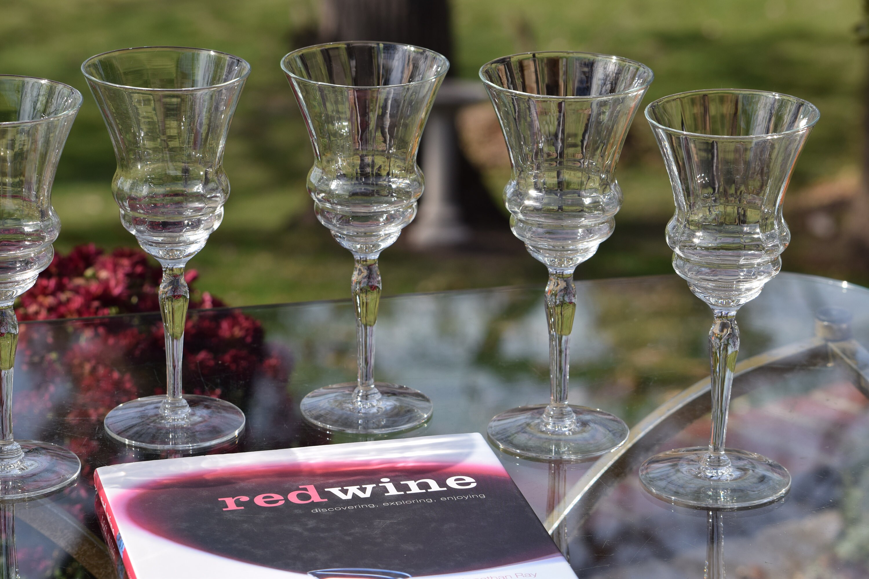 Vintage Wine Glasses, Set of 6, circa 1940's, Antique Wine Glasses