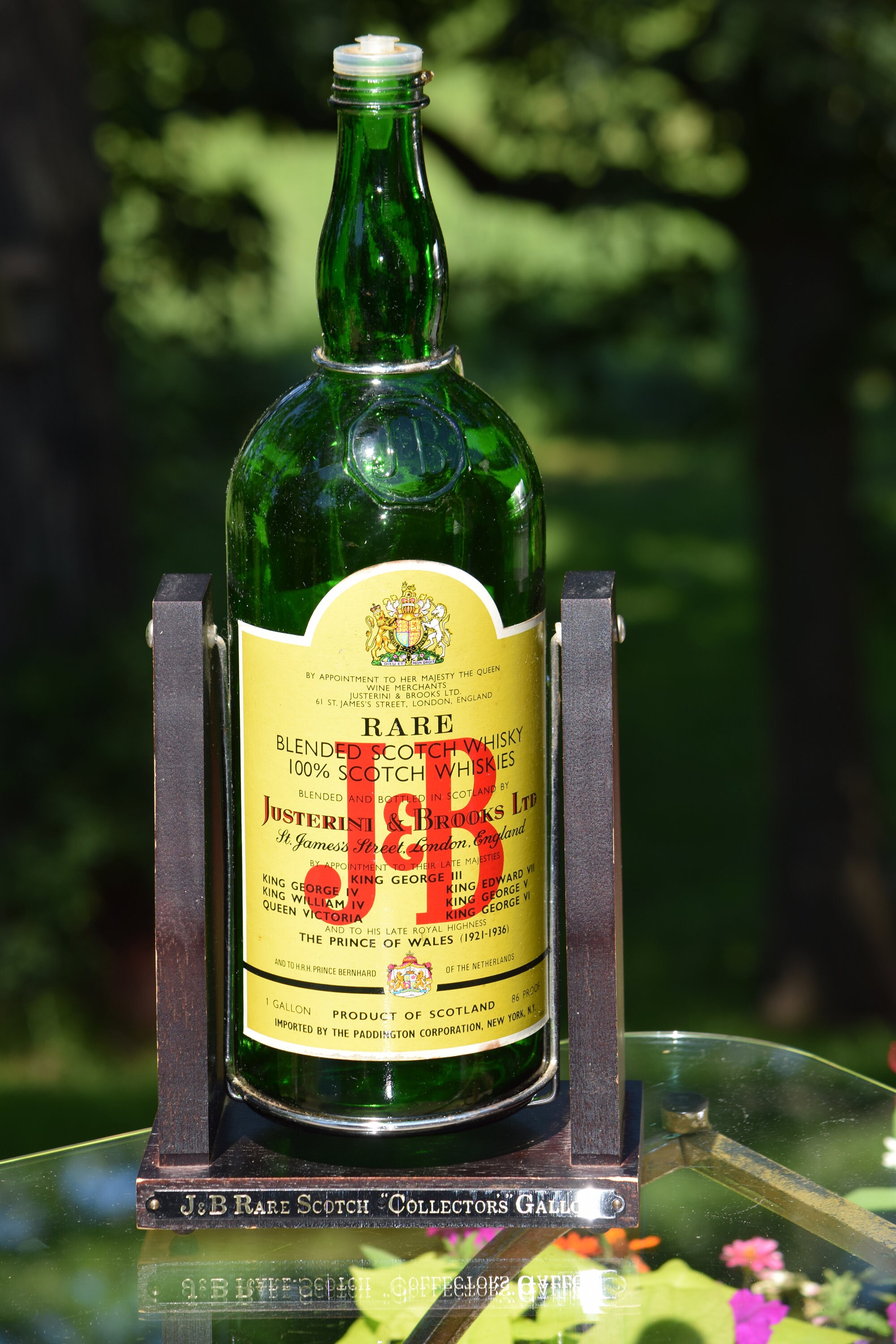 Vintage J B Rare Scotch Collectors Gallon Bottle Stand Vintage J B Rare Scotch Collectors Gallon Bottle Stand