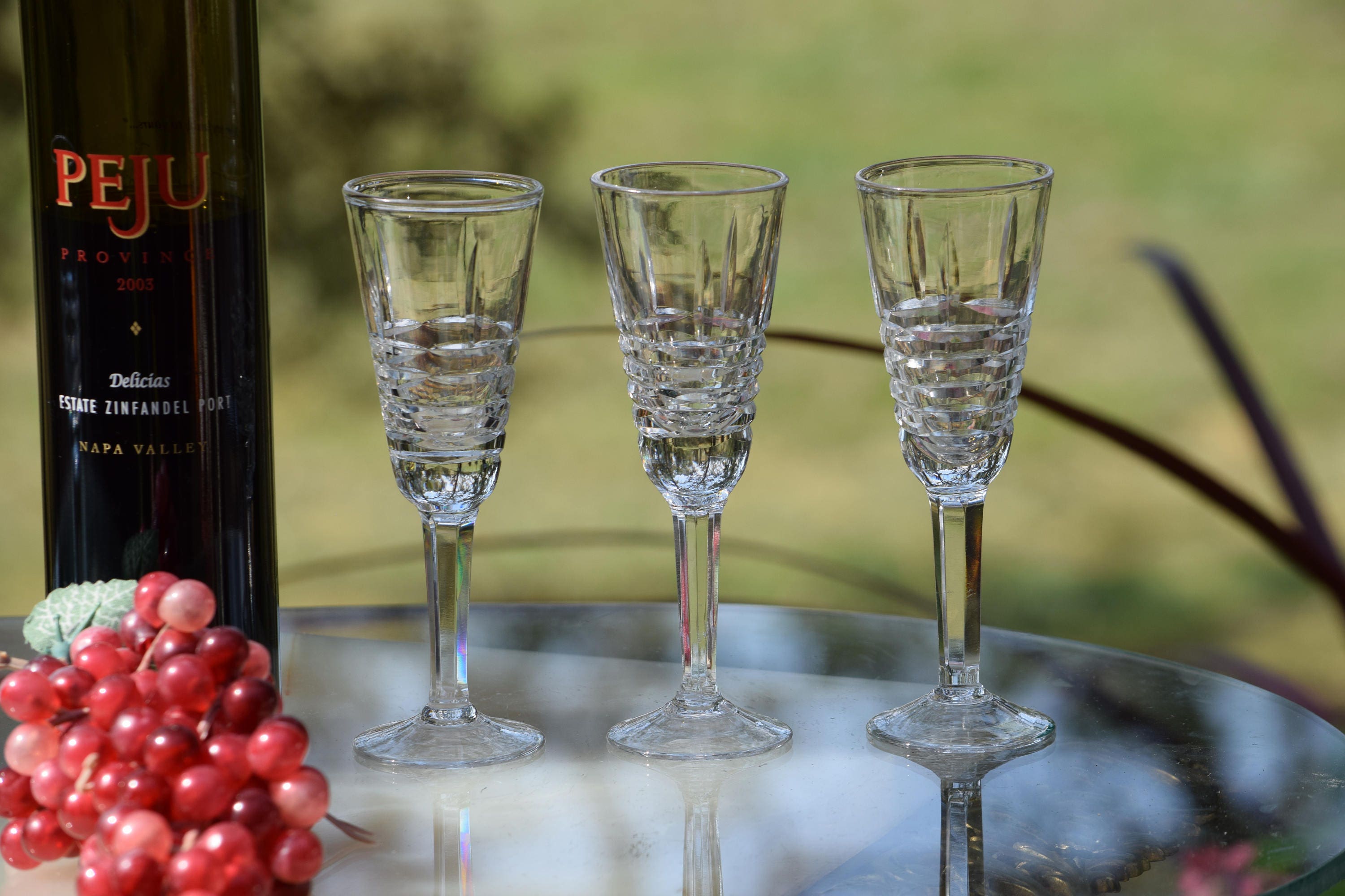 Vintage Crystal Port Wine, Liquor Cordial Glasses, Set of 4, Vintage