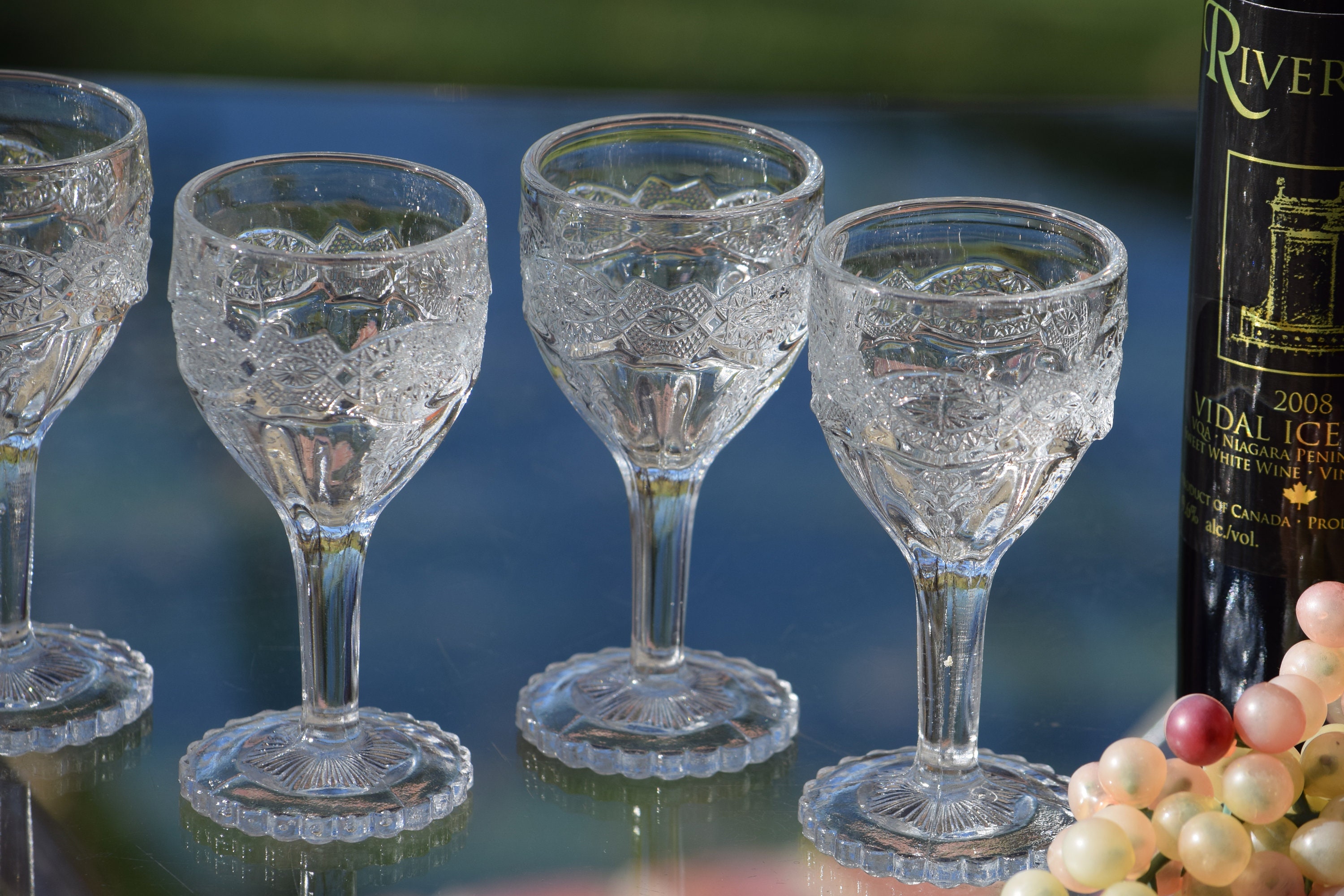 Vintage Wine Liqueur Cordials Glasses, Set of 5, After Dinner Drink