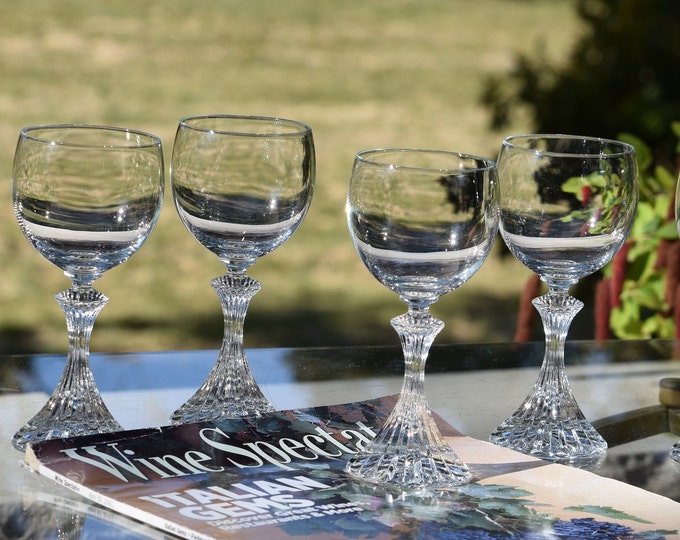 STUNNING!  6 Vintage CRYSTAL Wine Glasses, Mikasa ~ The Ritz ~ 1980's, 8 oz Red Wine Glasses,  Mikasa Crystal Glassware, Vintage Glassware