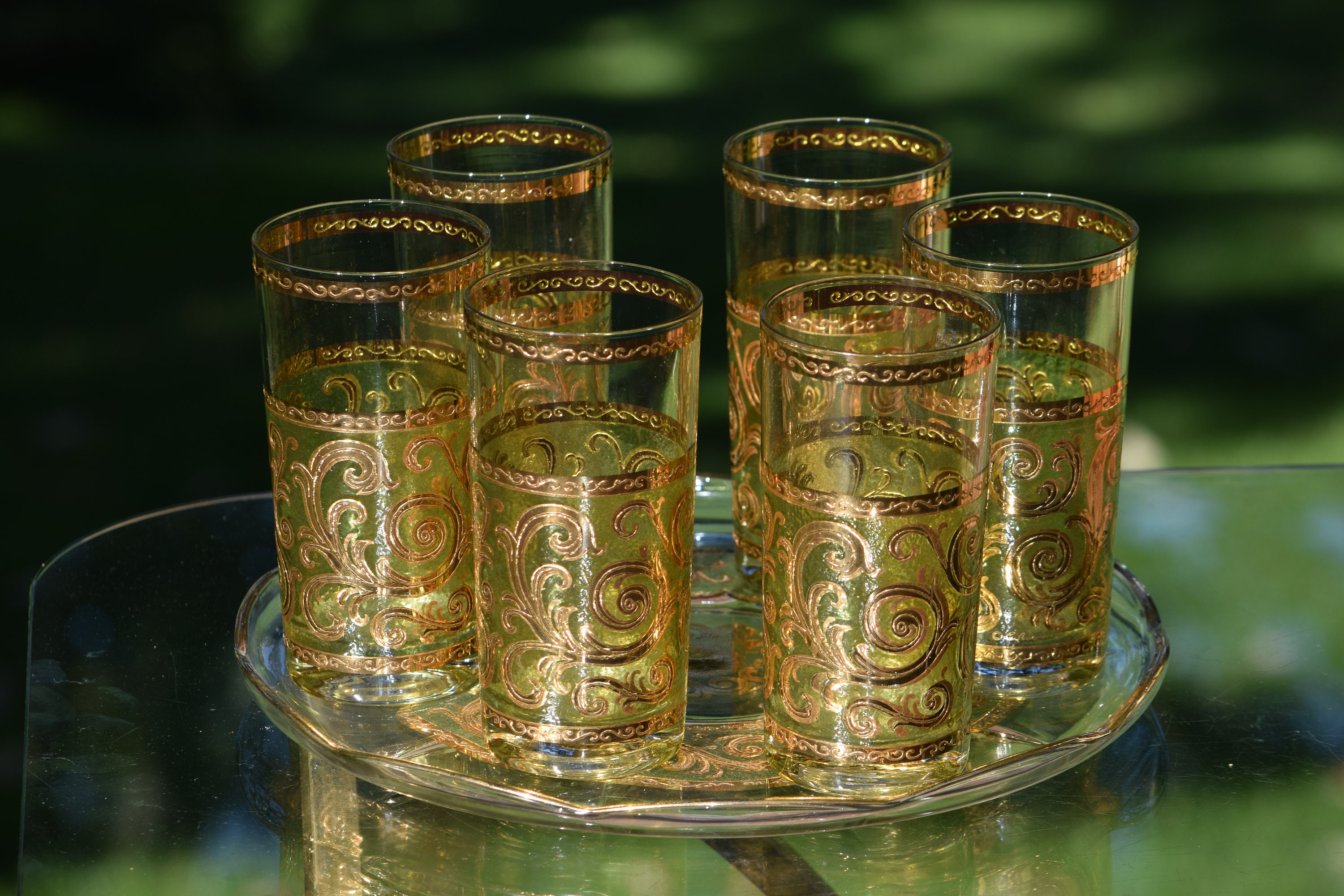 Vintage CULVER Highball glasses with matching Platter, Set of 6, Culver  Toledo Barware 1950's, Vintage Whiskey, Bourbon, Scotch Glasses