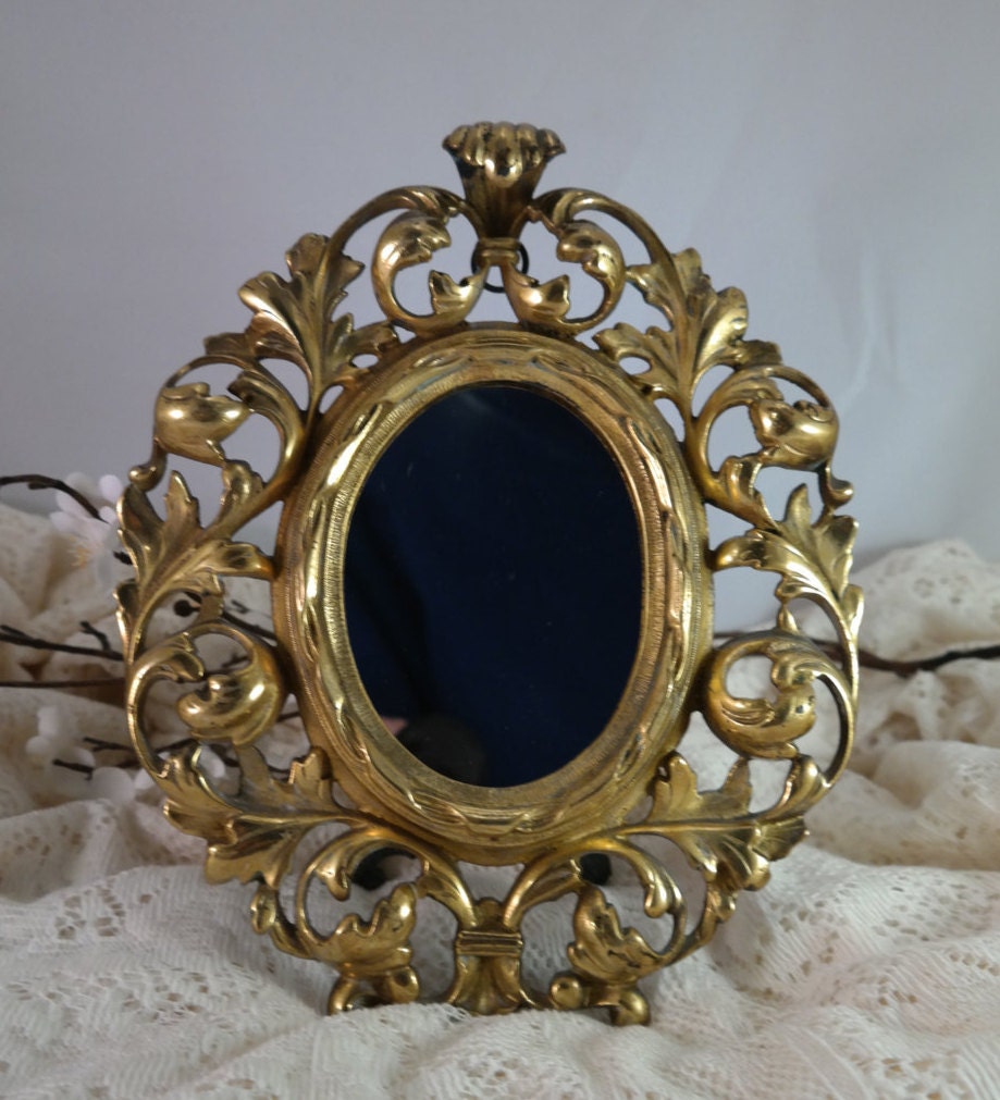 Antique Gold Brass Table Top Mirror Art Nouveau Antique Gold Brass Table Top Mirror Art Nouveau Picture Frame Victorian