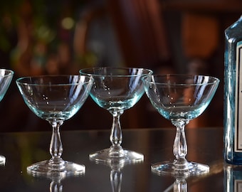 Vintage Fostoria Rhapsody Turquoise Cocktail Glasses - Set of 6